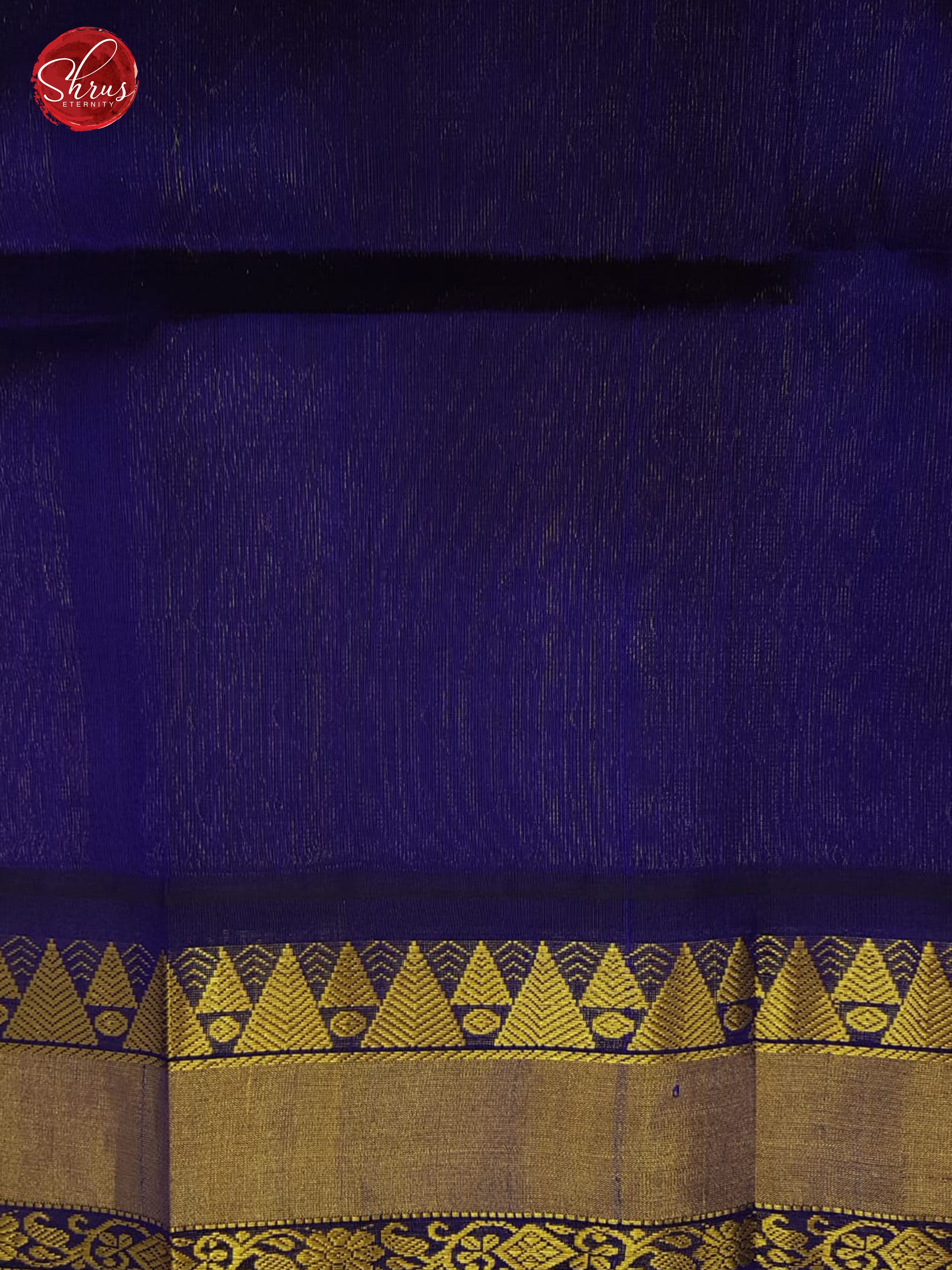 Yellow & Blue- Silk Cotton with plain Body & Contrast Gold Zari Border - Shop on ShrusEternity.com