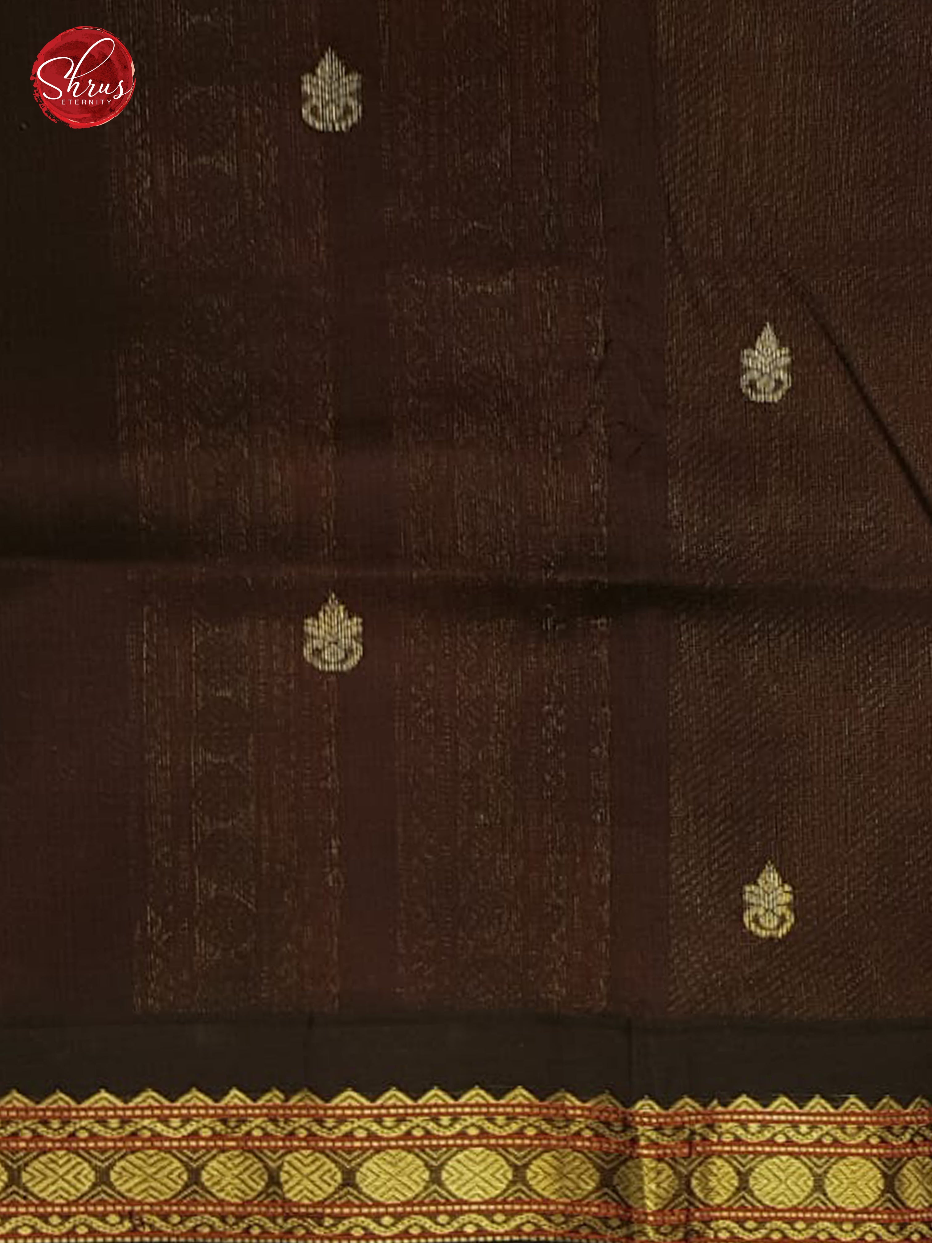 Teal Green & Brown - Silk Cotton with zari woven buttas on the  Body & Contrast Gold Zari Border - Shop on ShrusEternity.com