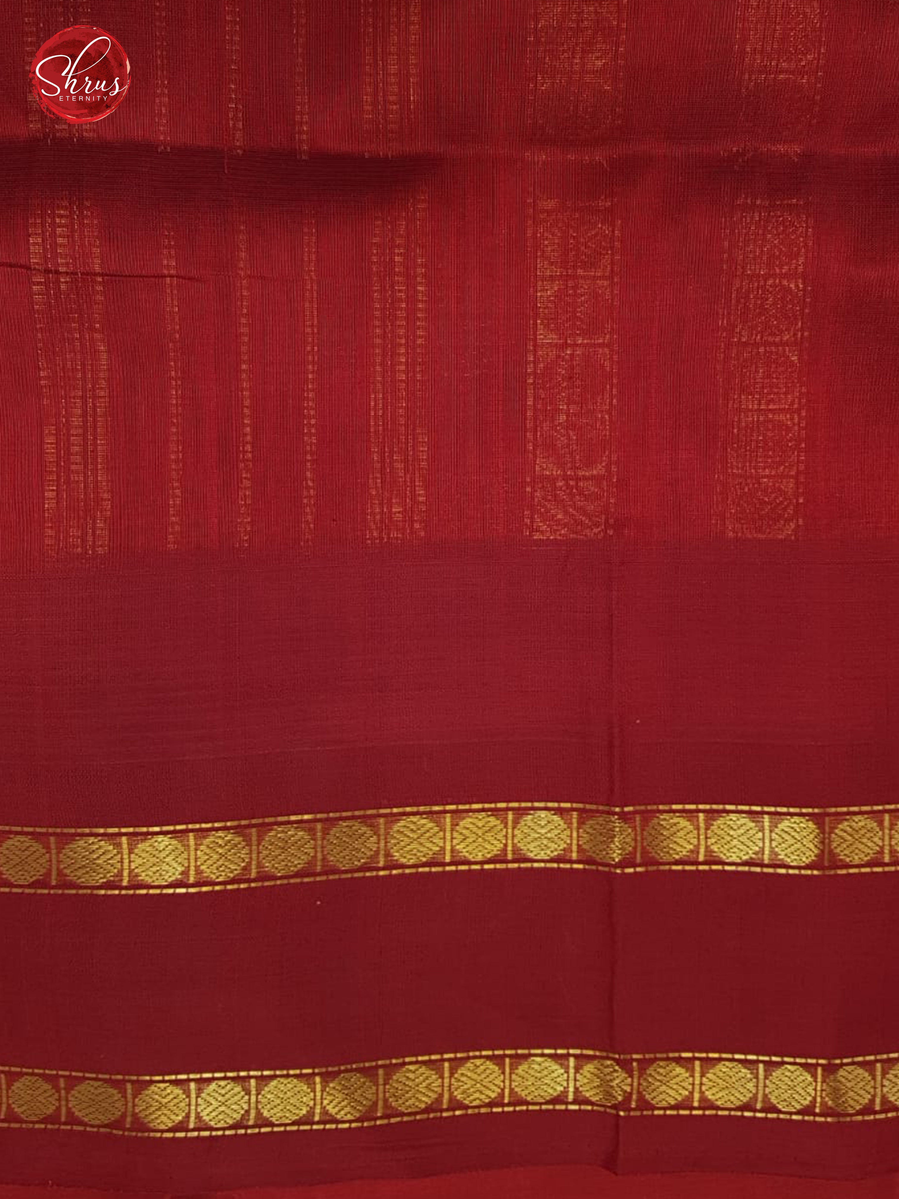 Yellow & Red-  Silk Cotton with plain body & Contrast Zari Border - Shop on ShrusEternity.com