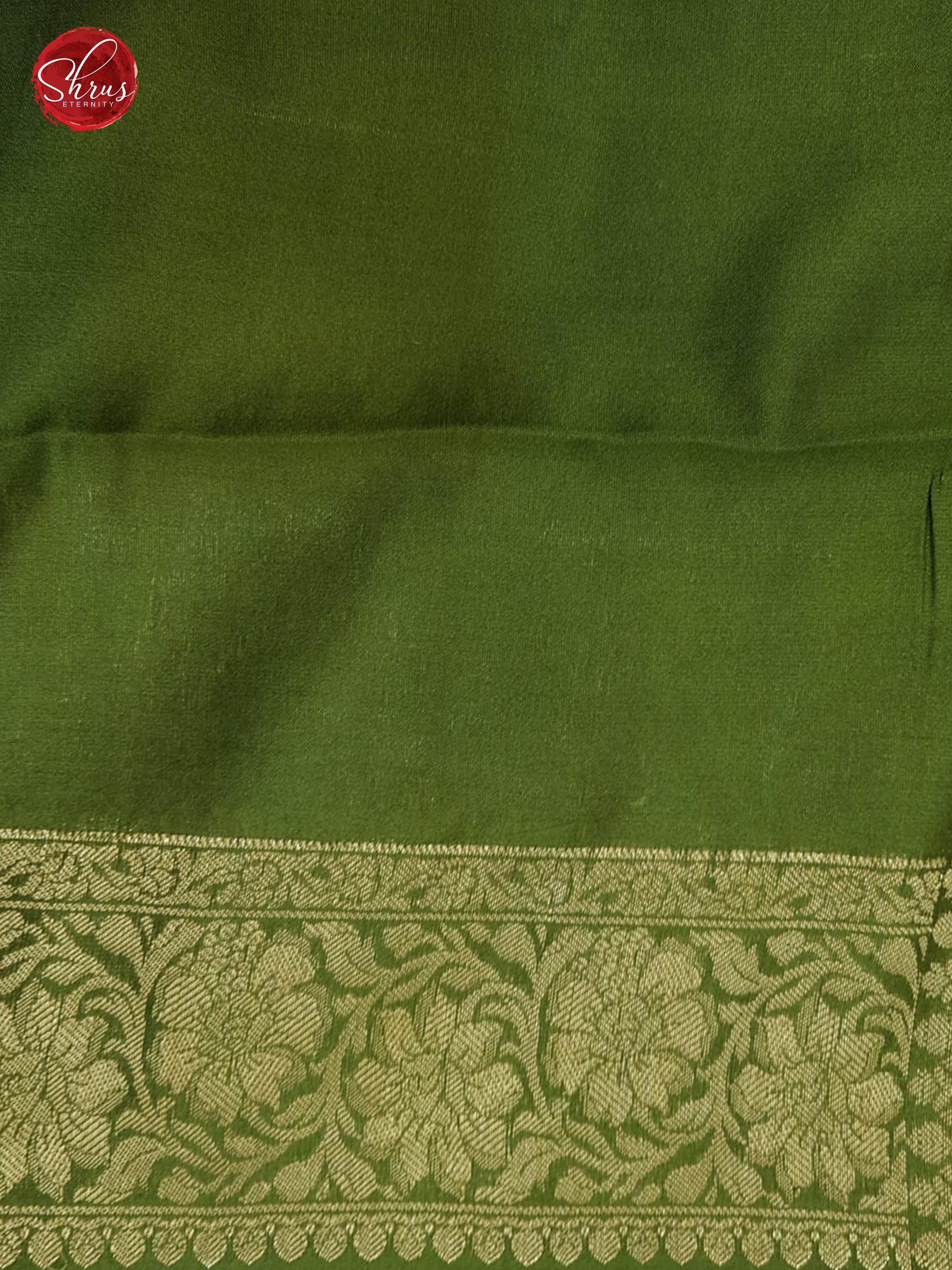 Green(Single Tone)-Tussar with floral print , zari motifs on the body& Zari Border - Shop on ShrusEternity.com