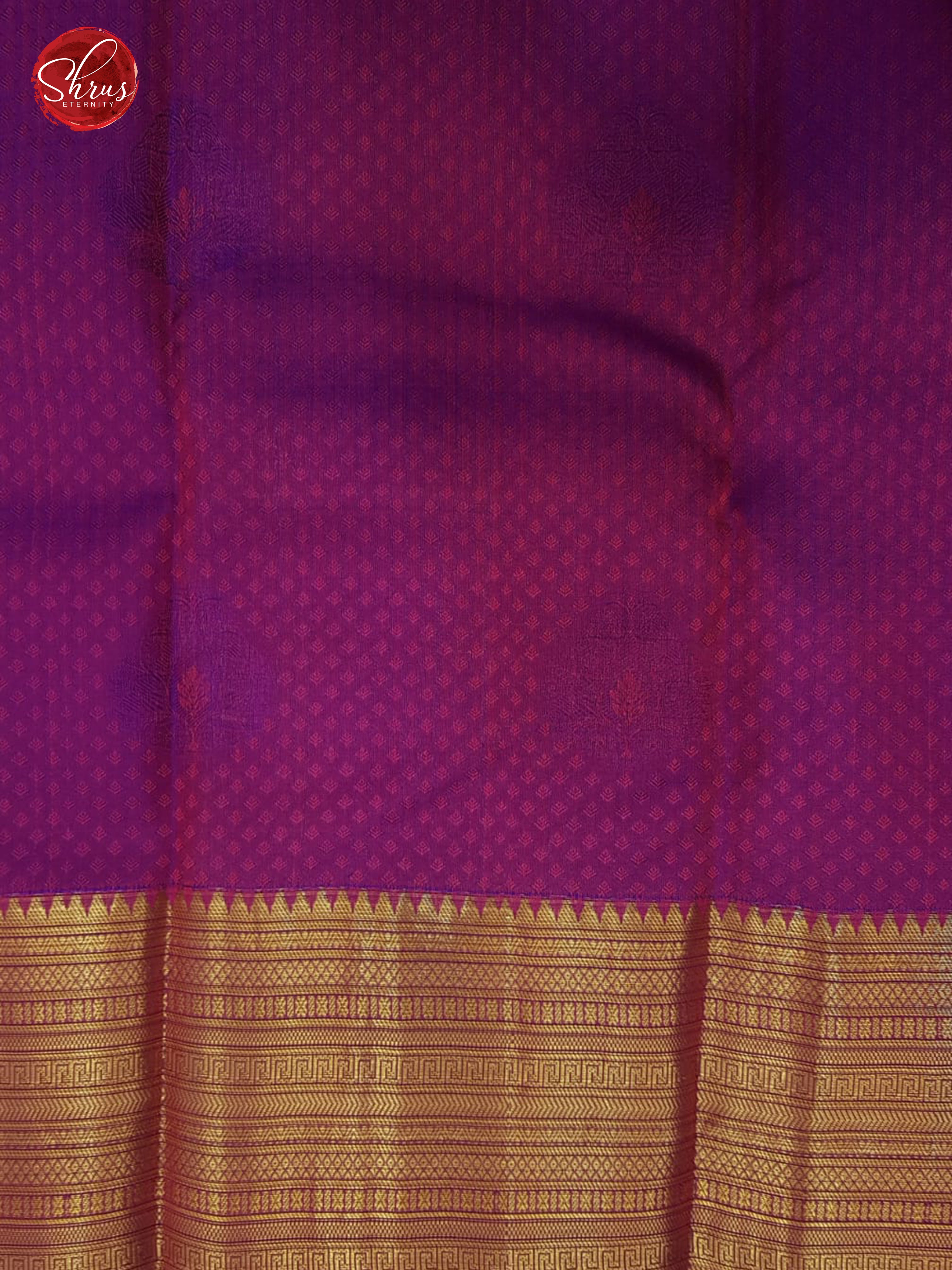 Reddish Pink & Purple -Kanchipuram (Half Pure) Saree with zari woven floral motifs on the body & Contrast Zari Border - Shop on ShrusEternity.com