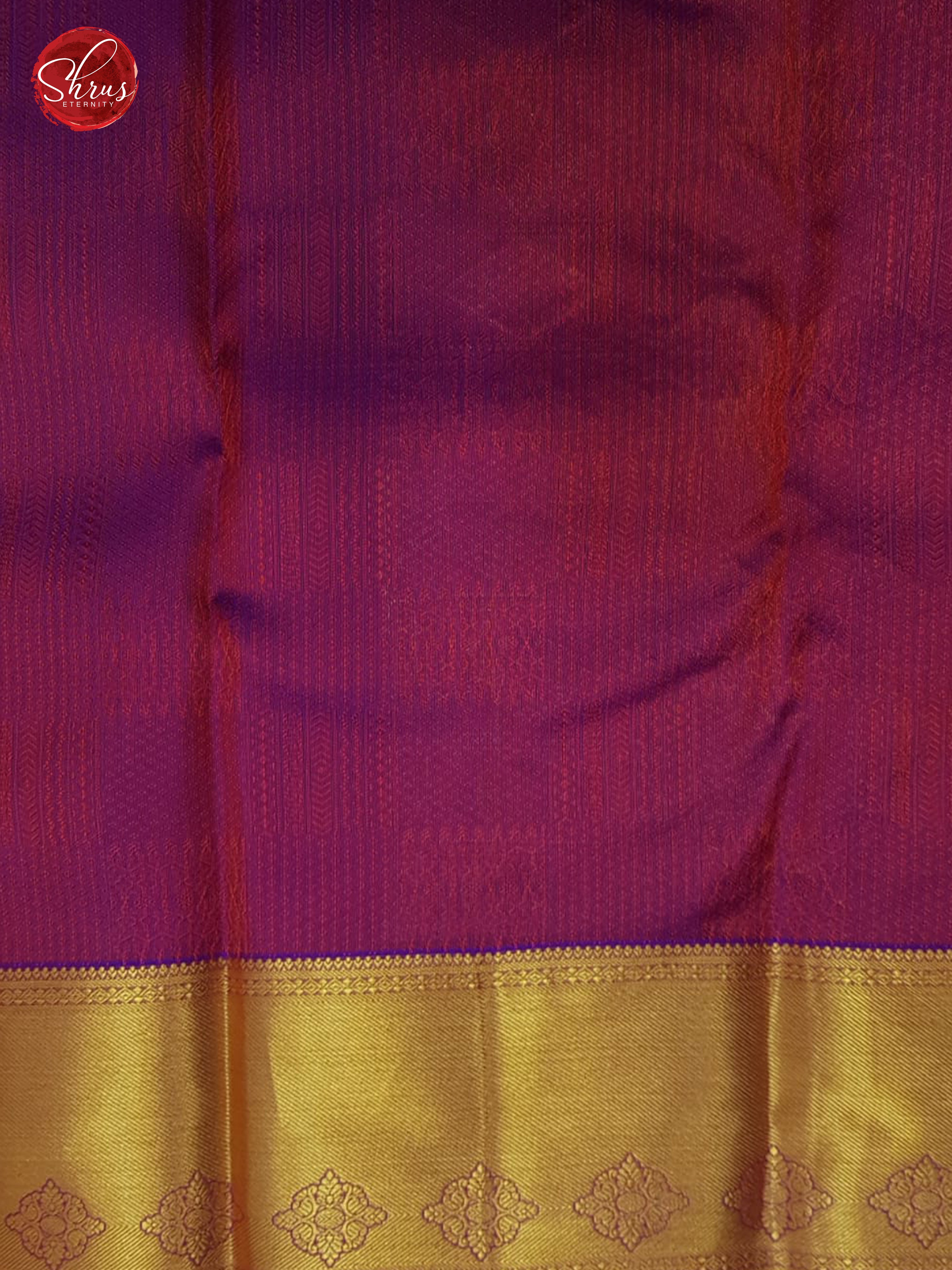 Red & Purple - Kanchipuram (Half Pure) Saree with zari woven block motifs on the body &   Zari Border - Shop on ShrusEternity.com