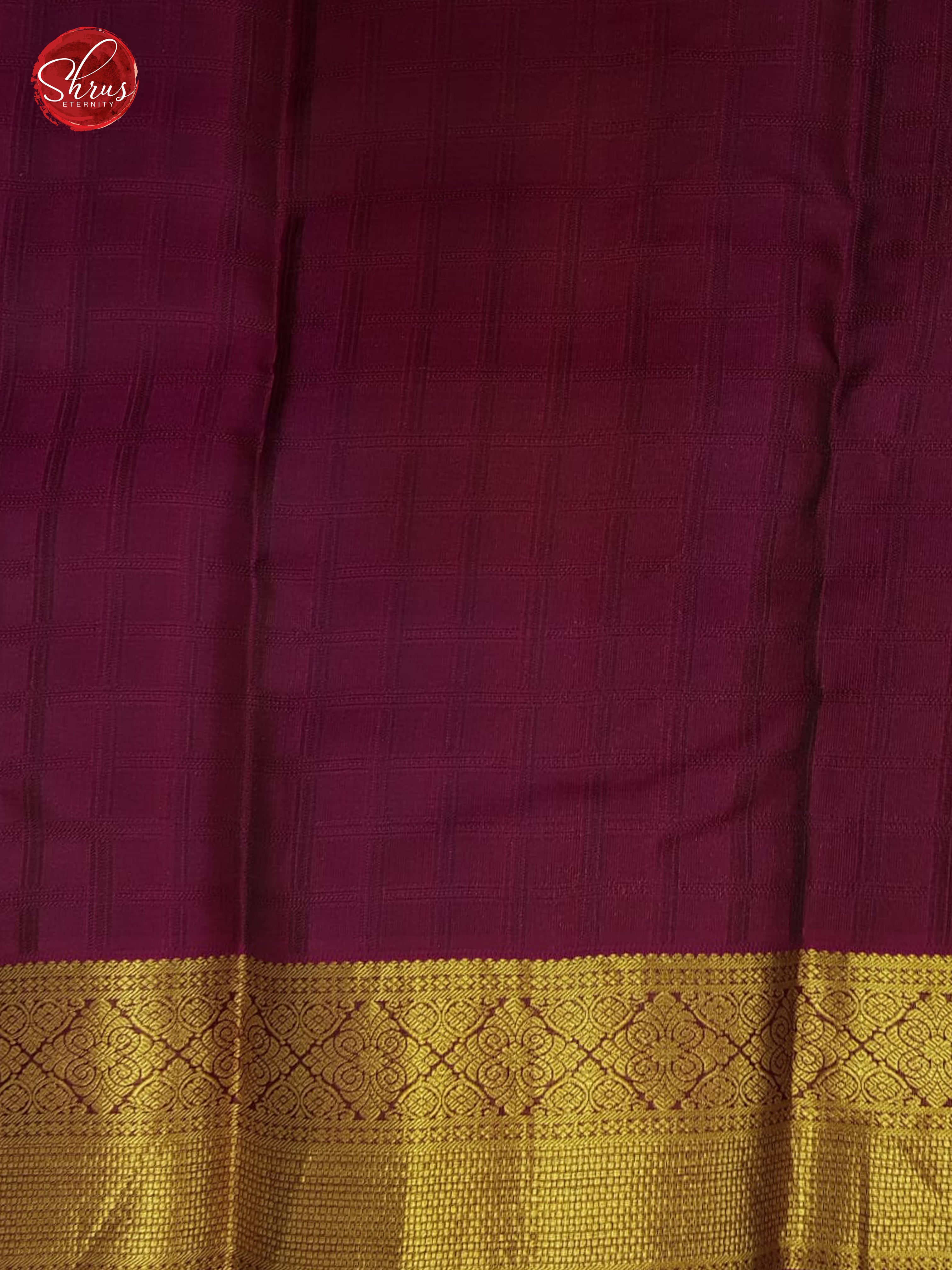 Green & Maroon - Kanchipuram (Half Pure) Saree with zari woven paisleys motifs on the body & Contrast Zari Border - Shop on ShrusEternity.com