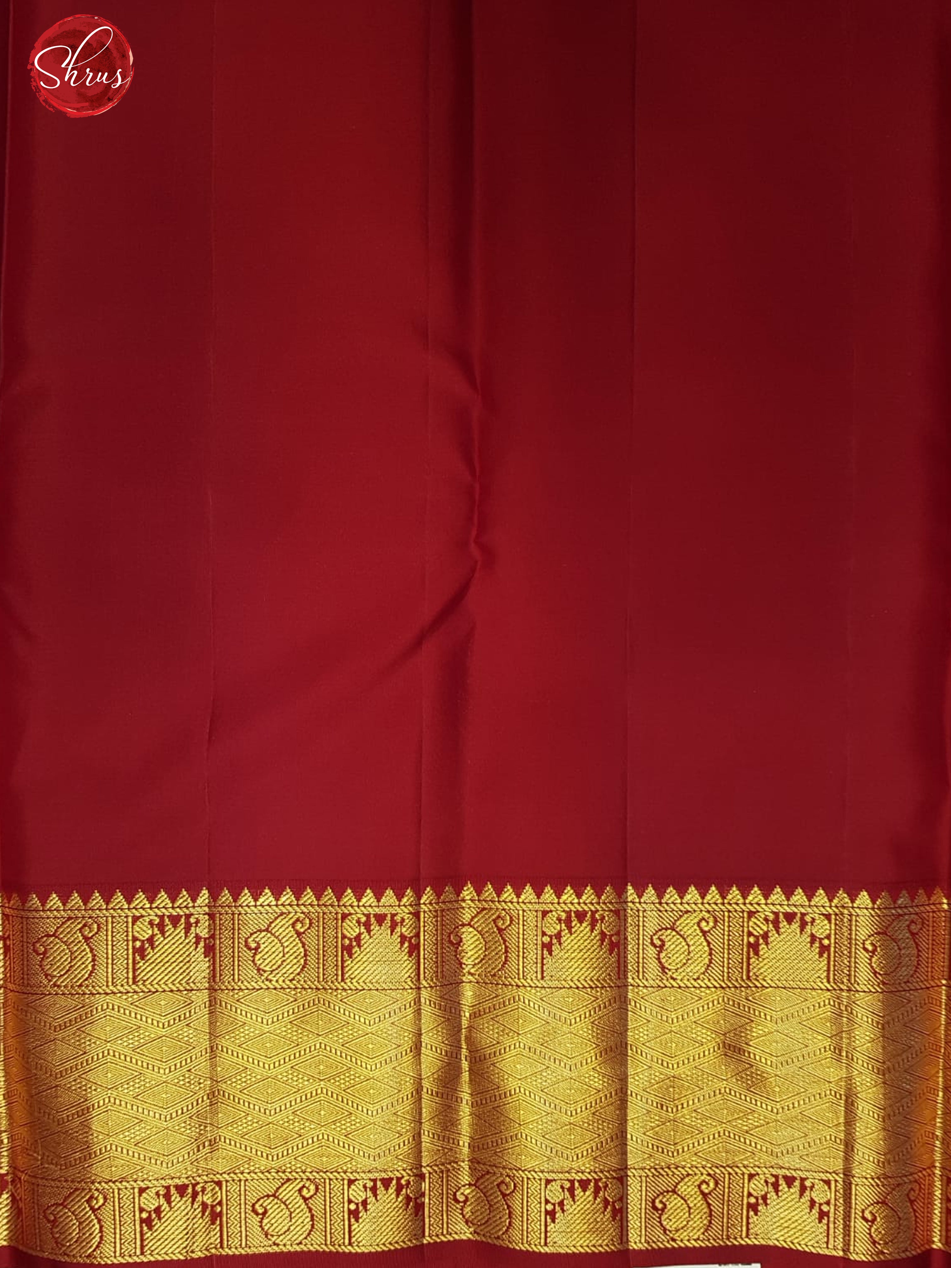 Deep wine  & Red -Kanchipuram Silk with zari buttas on the body & contrast  Zari Border - Shop on ShrusEternity.com