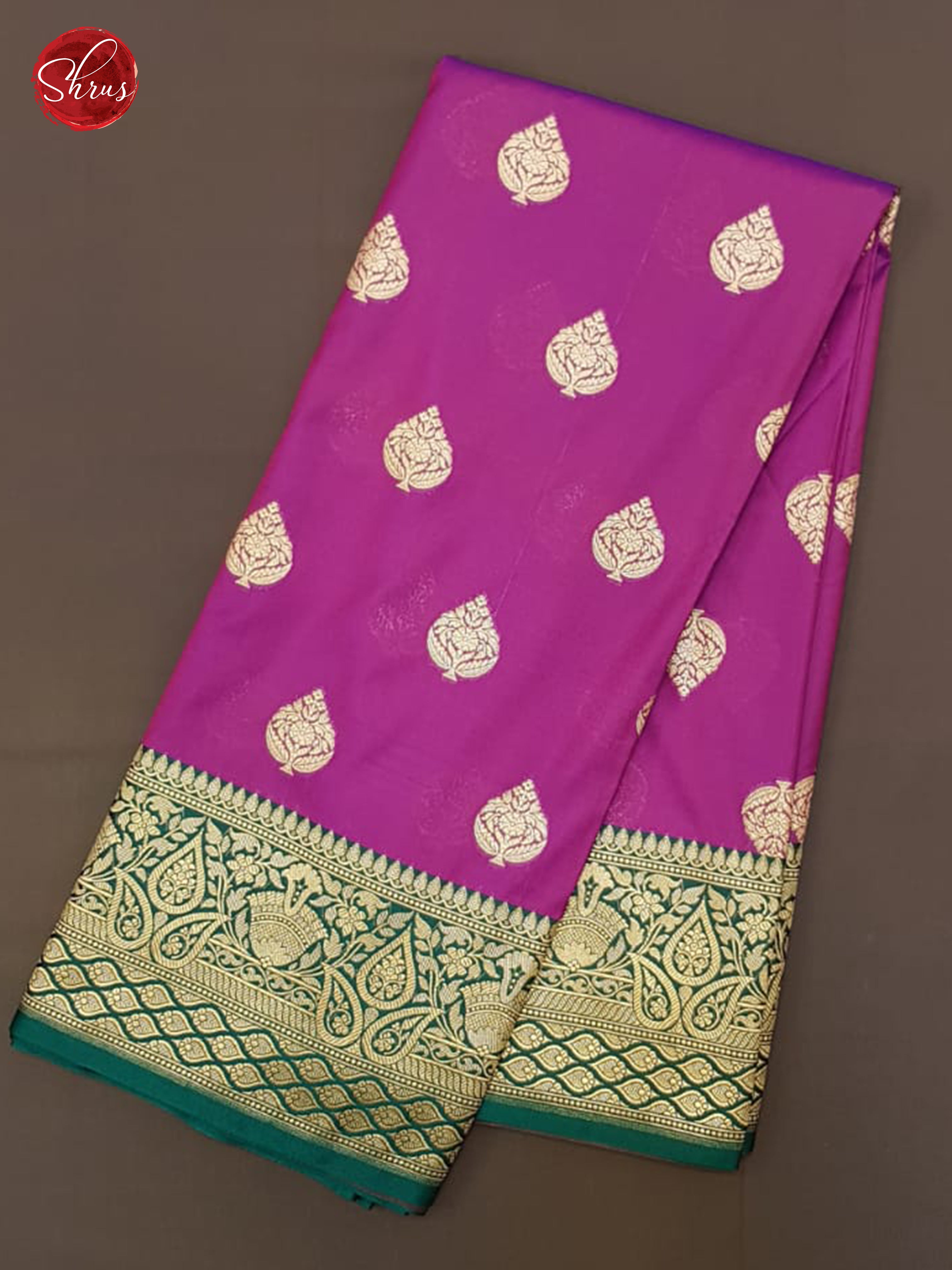 Purple and Green - Semi Banarasi Sarees - Shop on ShrusEternity.com