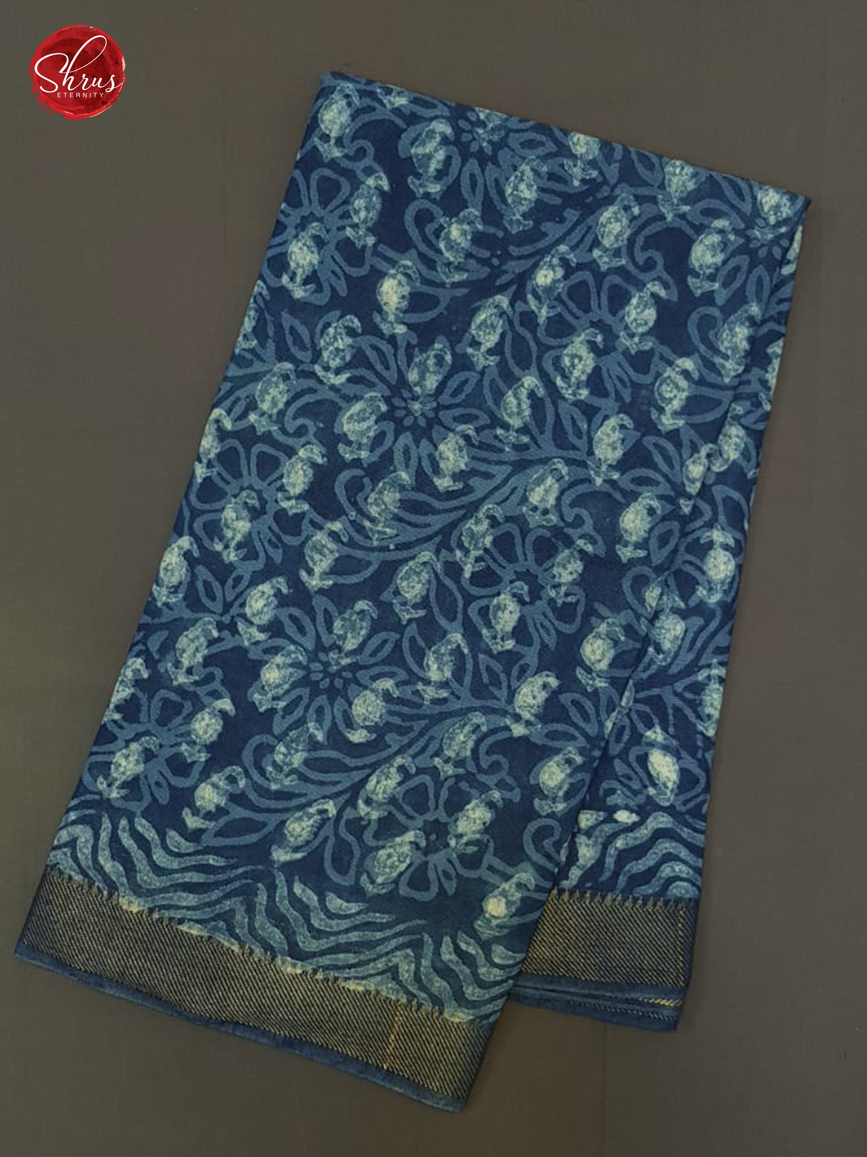 Blue(Single tone) - Chanderi Cotton Saree - Shop on ShrusEternity.com