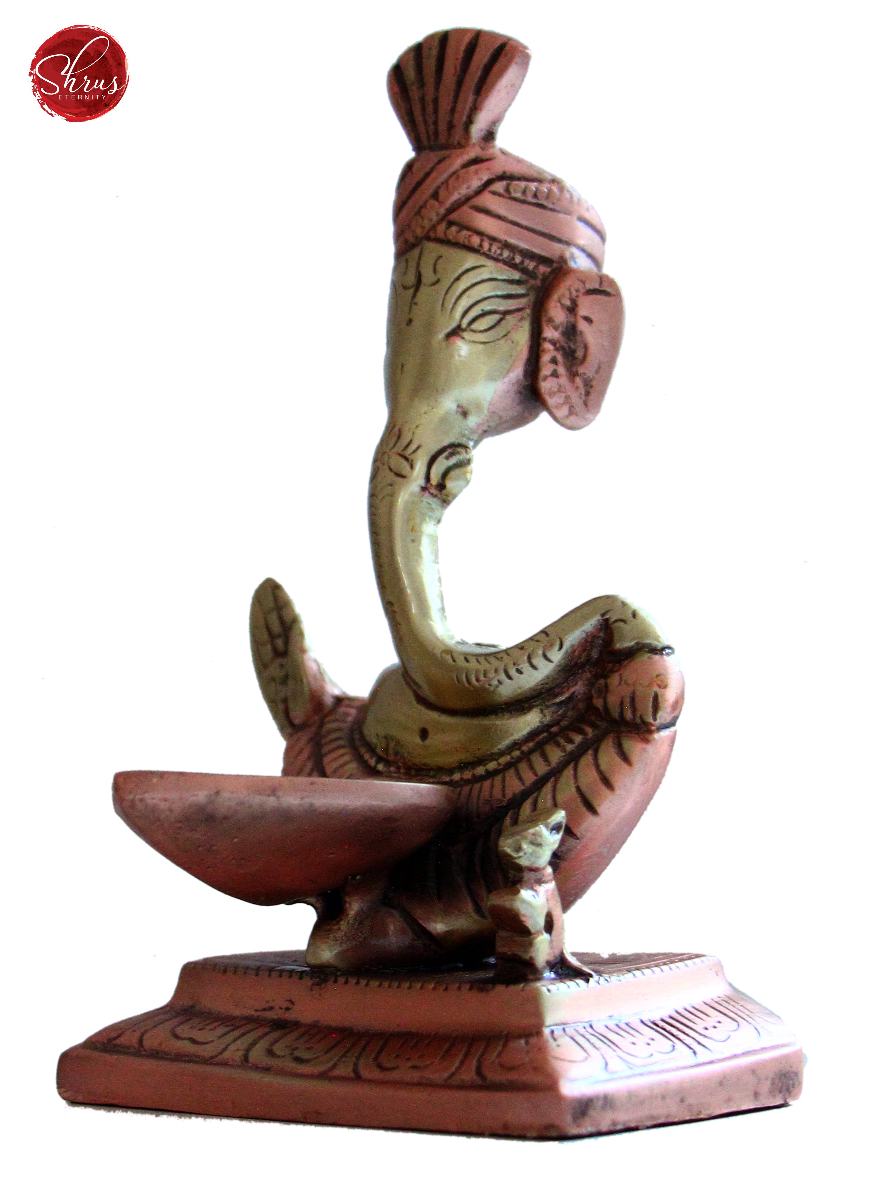 Antique Brass and Copper- Modern Ganesha holding the diya - Shop on ShrusEternity.com
