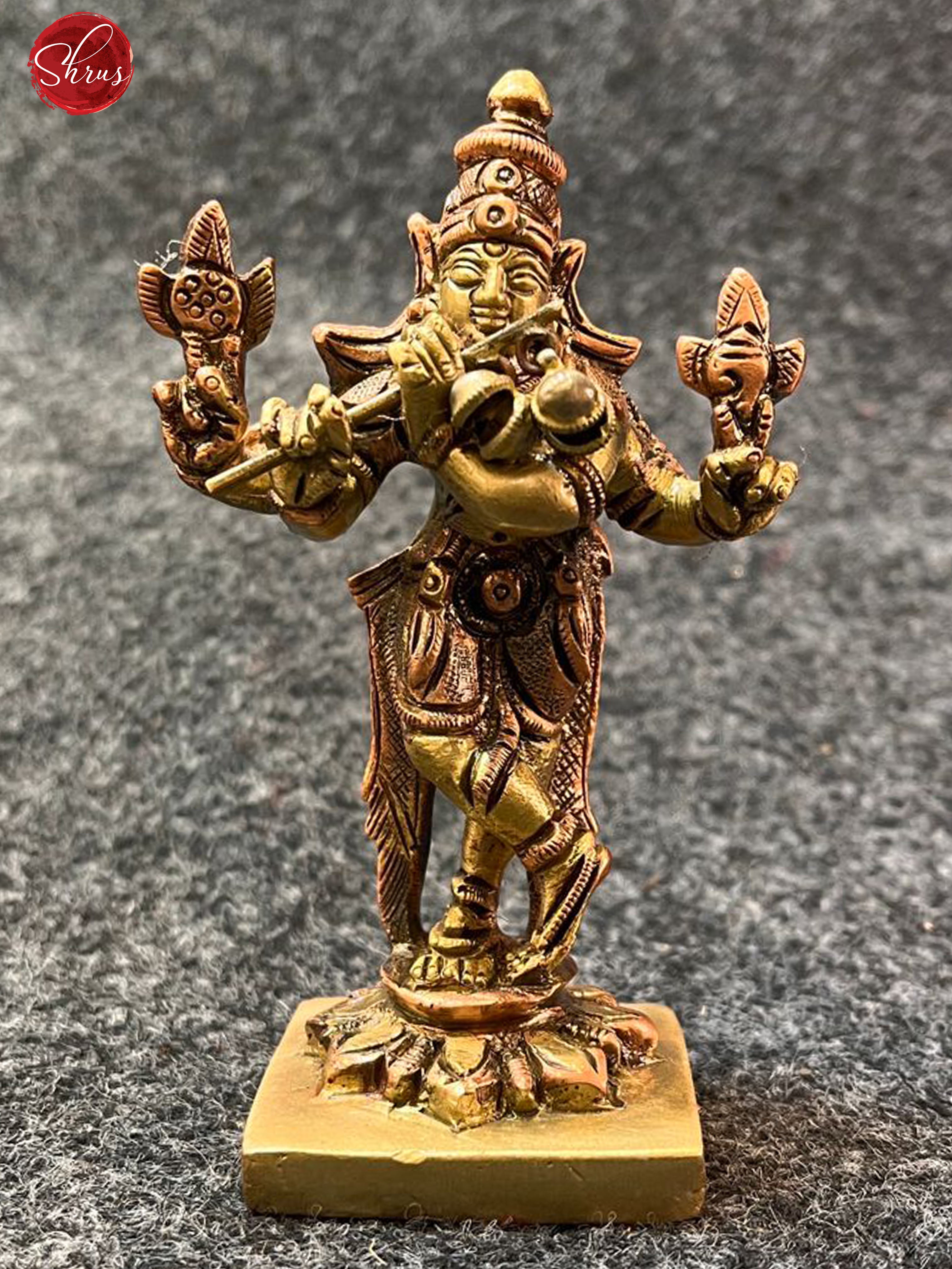 Antique Brass & Copper two toned Finish Krishna with Flute & astra - Shop on ShrusEternity.com