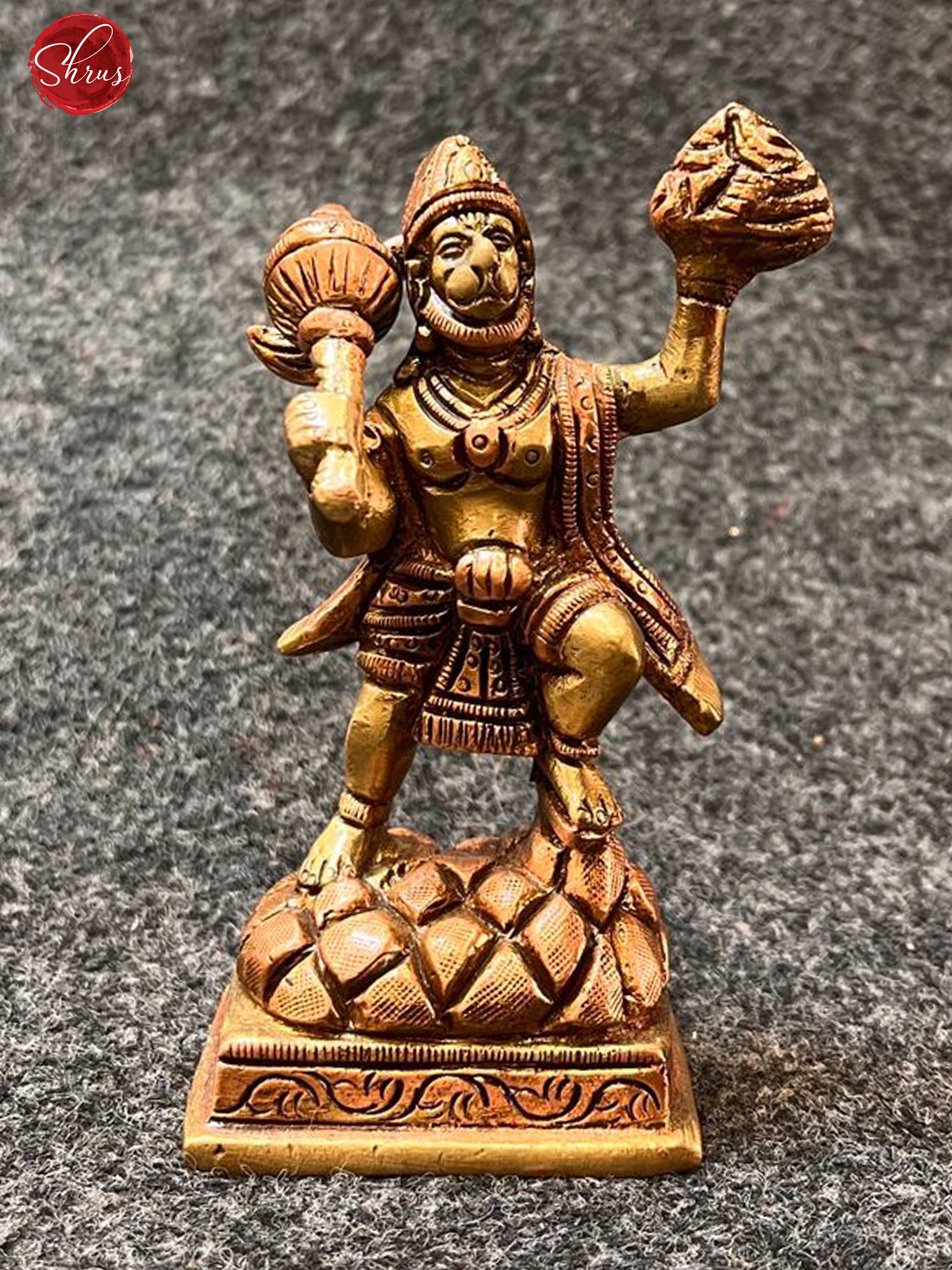 Antique Brass & Copper two toned Standing Hanuman holding sanjeevni parvat - Shop on ShrusEternity.com