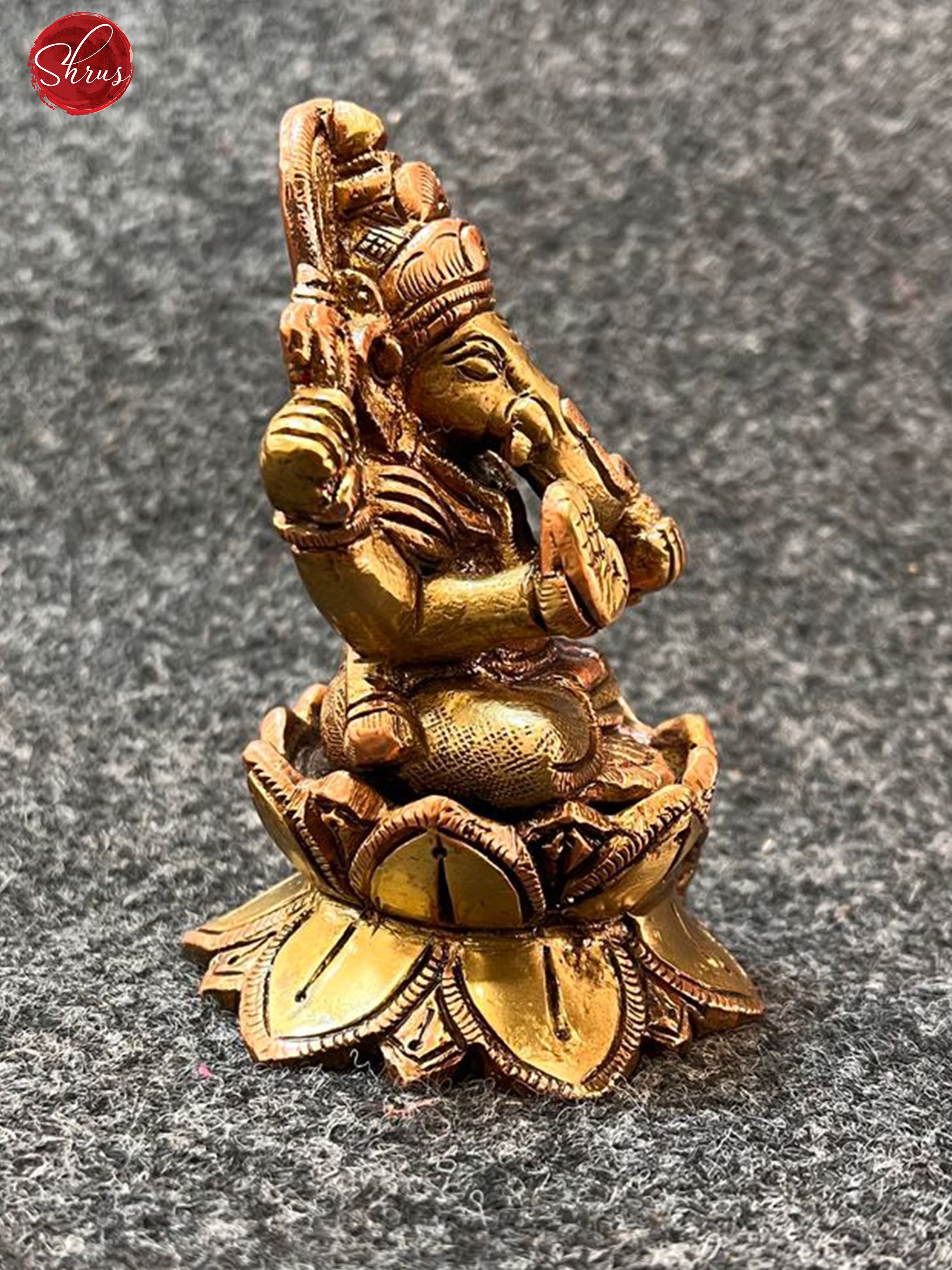 Antique Brass and Copper- Ganesha sitting on Lotus - Shop on ShrusEternity.com