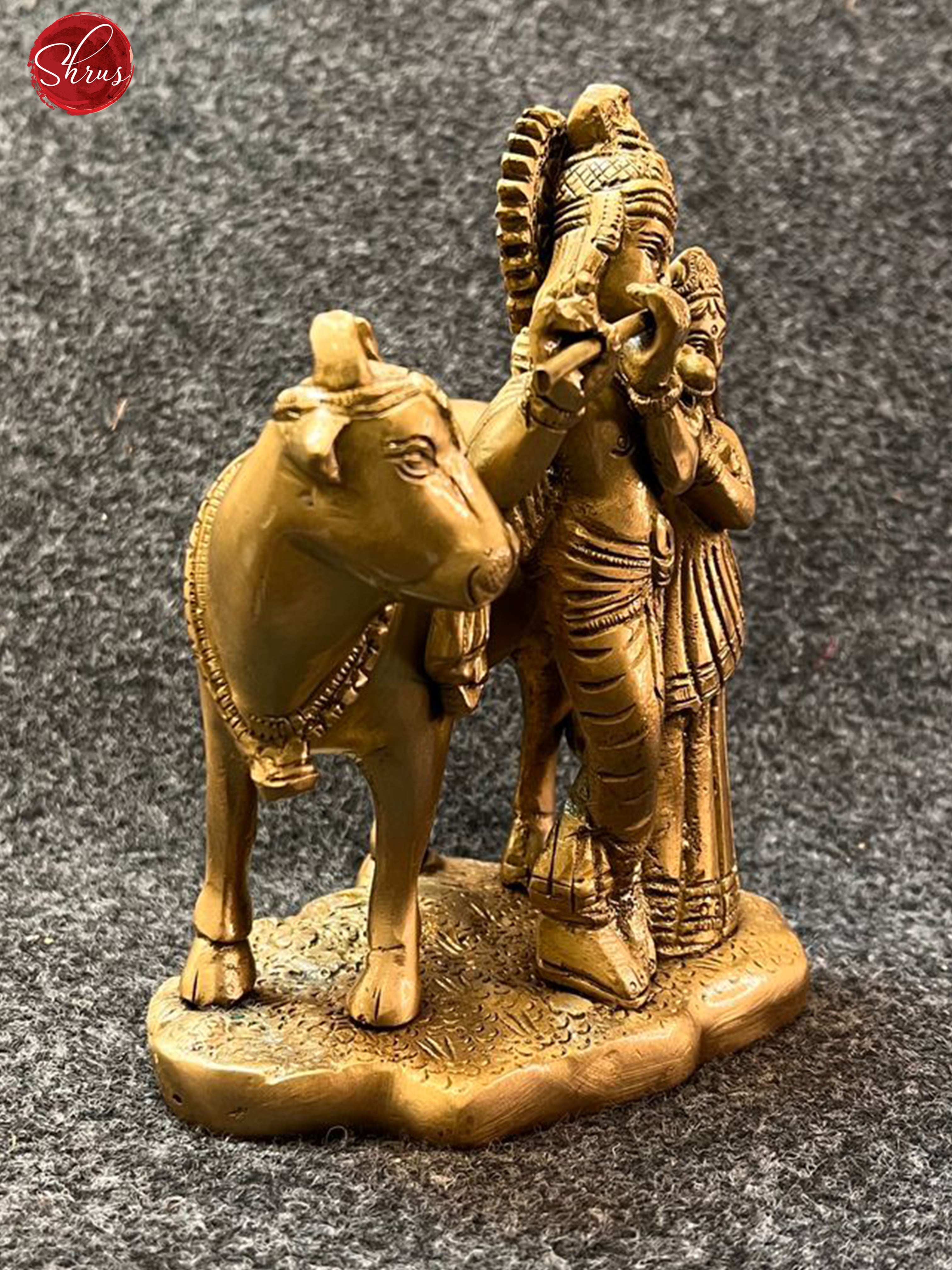 Ancient Antique Finish - Radha & Krishna with Cow - Shop on ShrusEternity.com