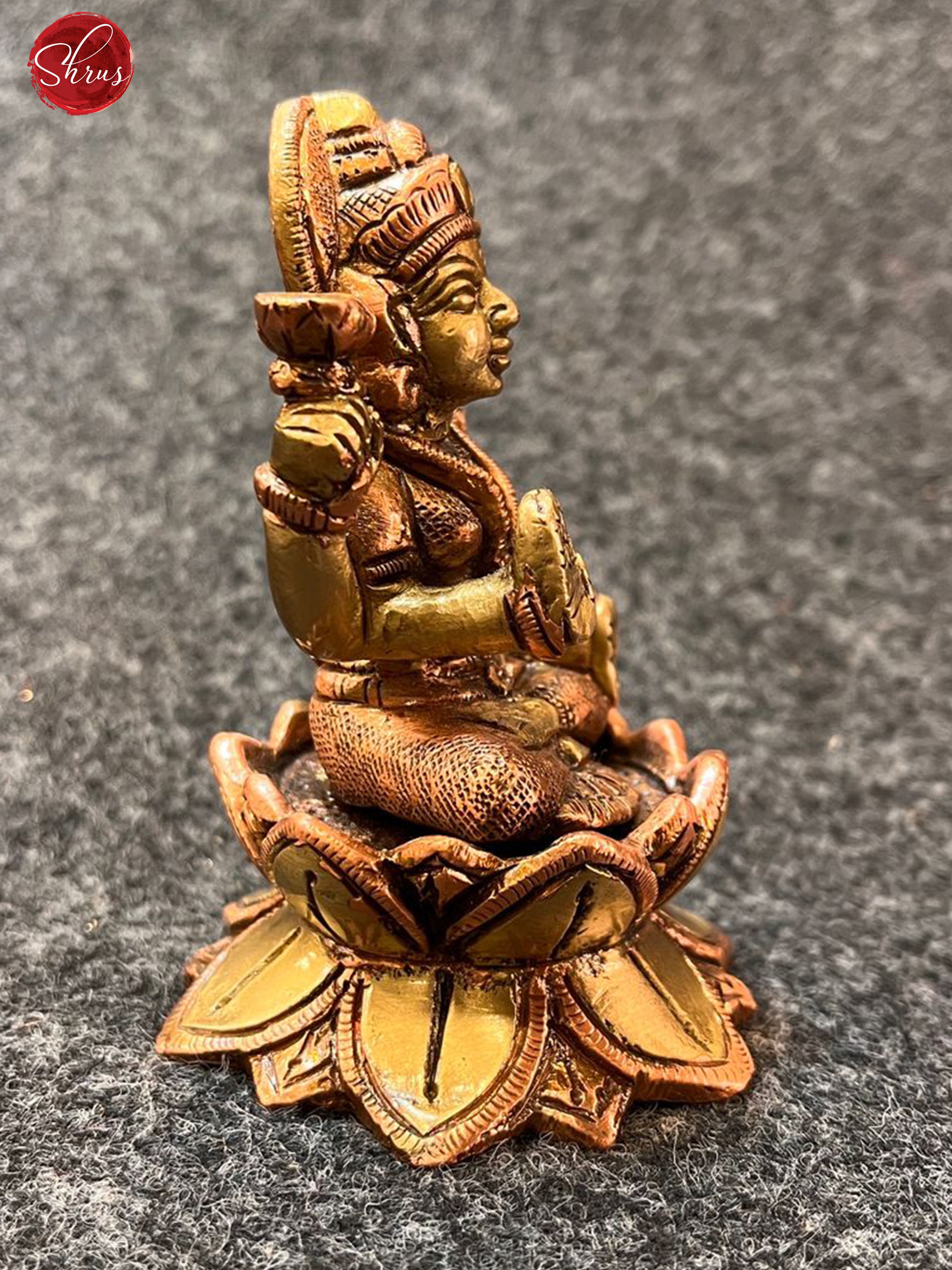 Antique Brass and Copper- Lakshmi sitting on Lotus - Shop on ShrusEternity.com