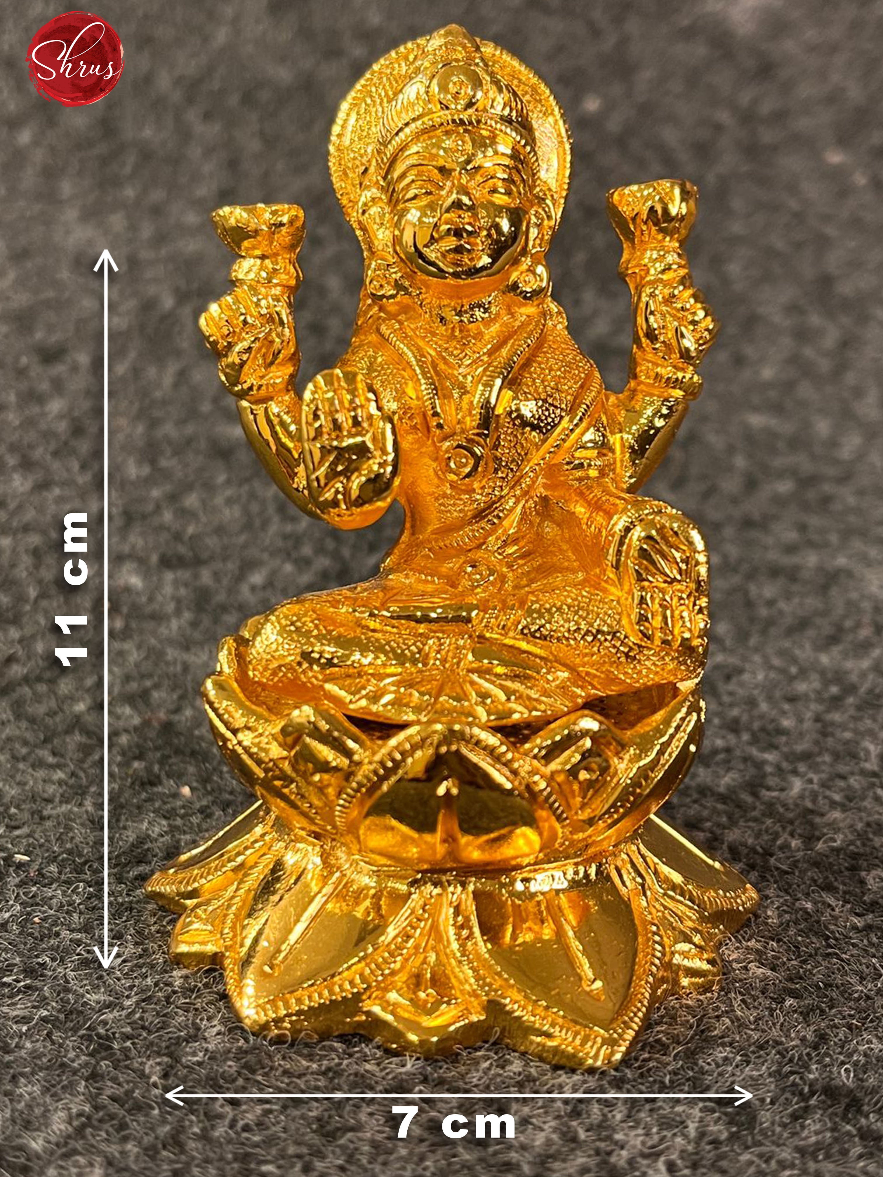 24 Kt Gold Coated Lakshmi sitting on Lotus Base - Shop on ShrusEternity.com
