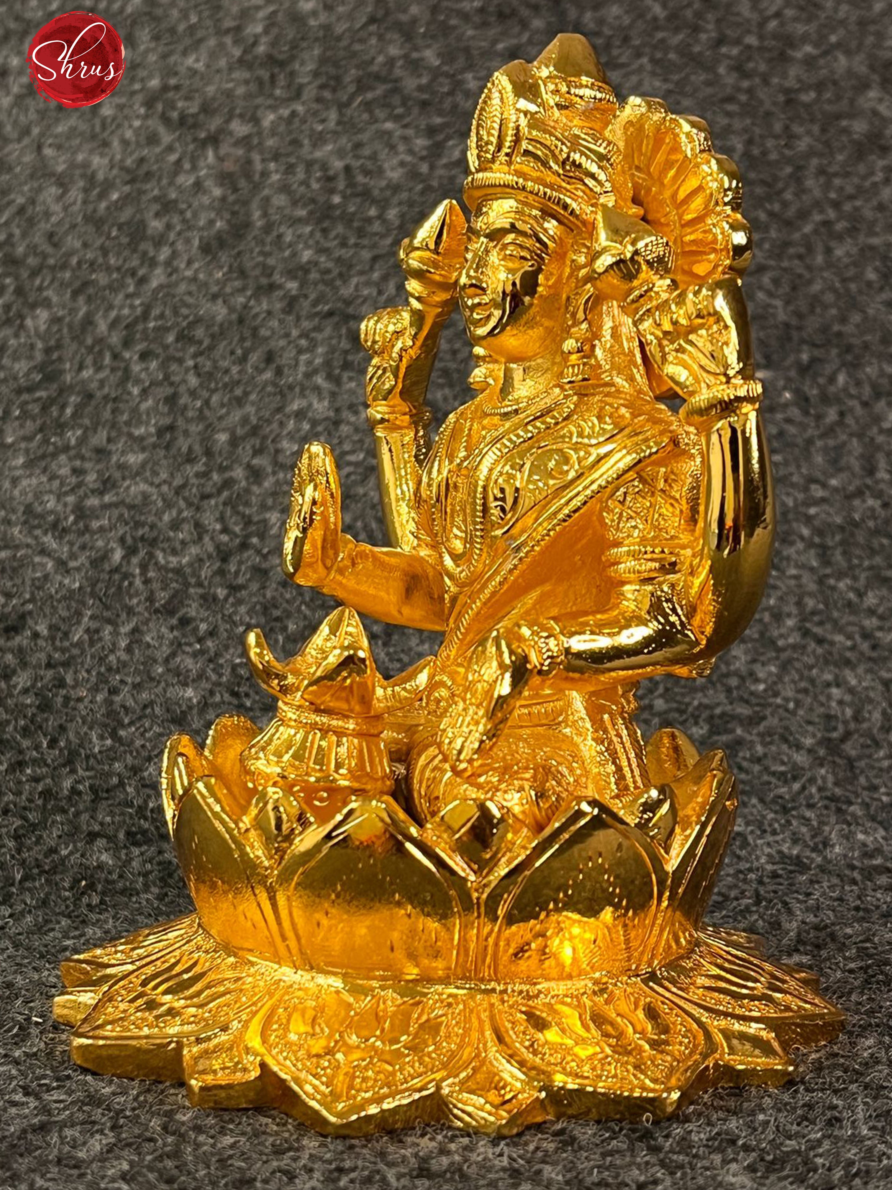 24 Kt Gold Coated Goddess Lakshmi sitting on Lotus Base - Shop on ShrusEternity.com