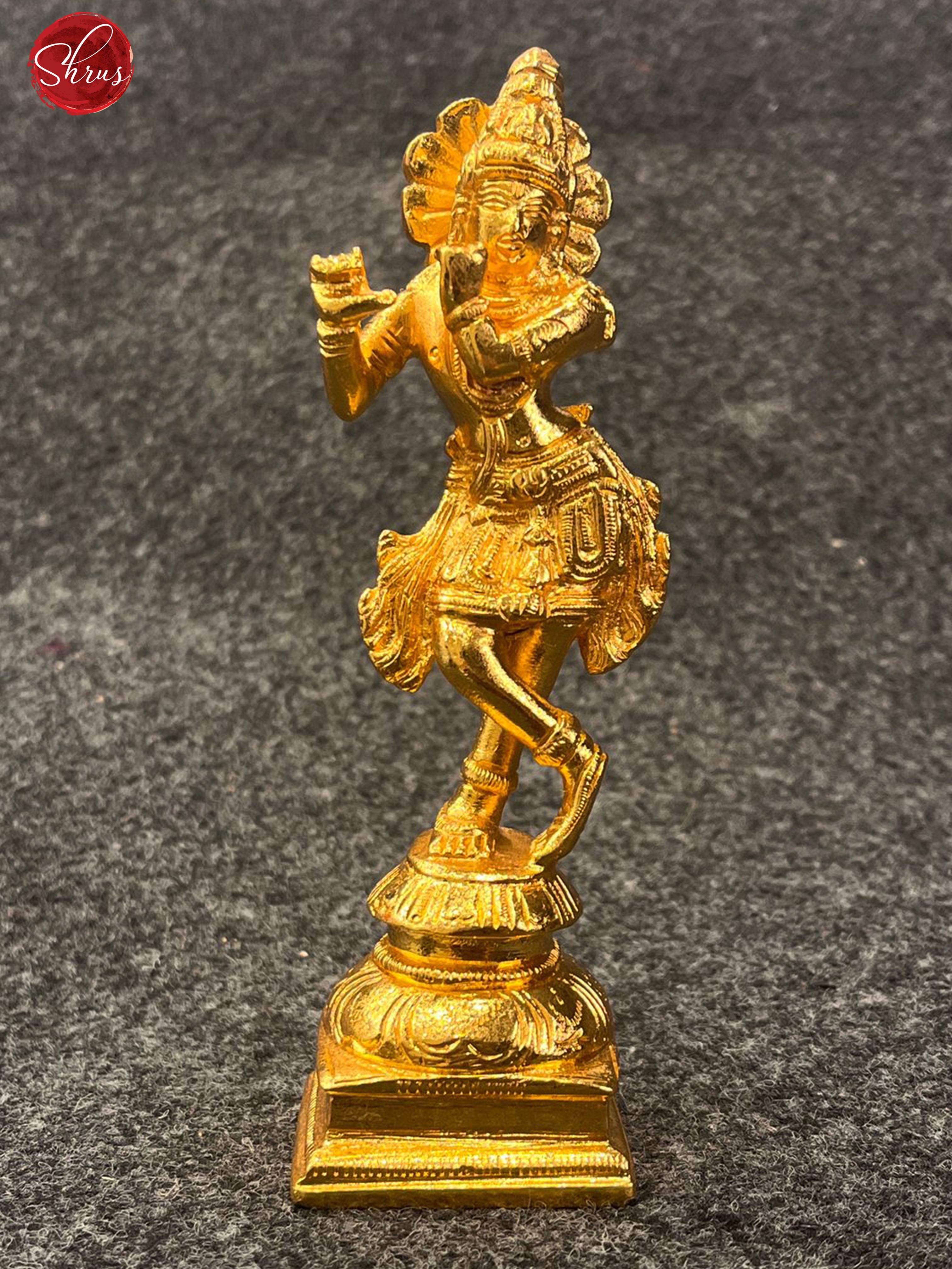24 KT Gold Coated Standing Krishna with Flute - Shop on ShrusEternity.com