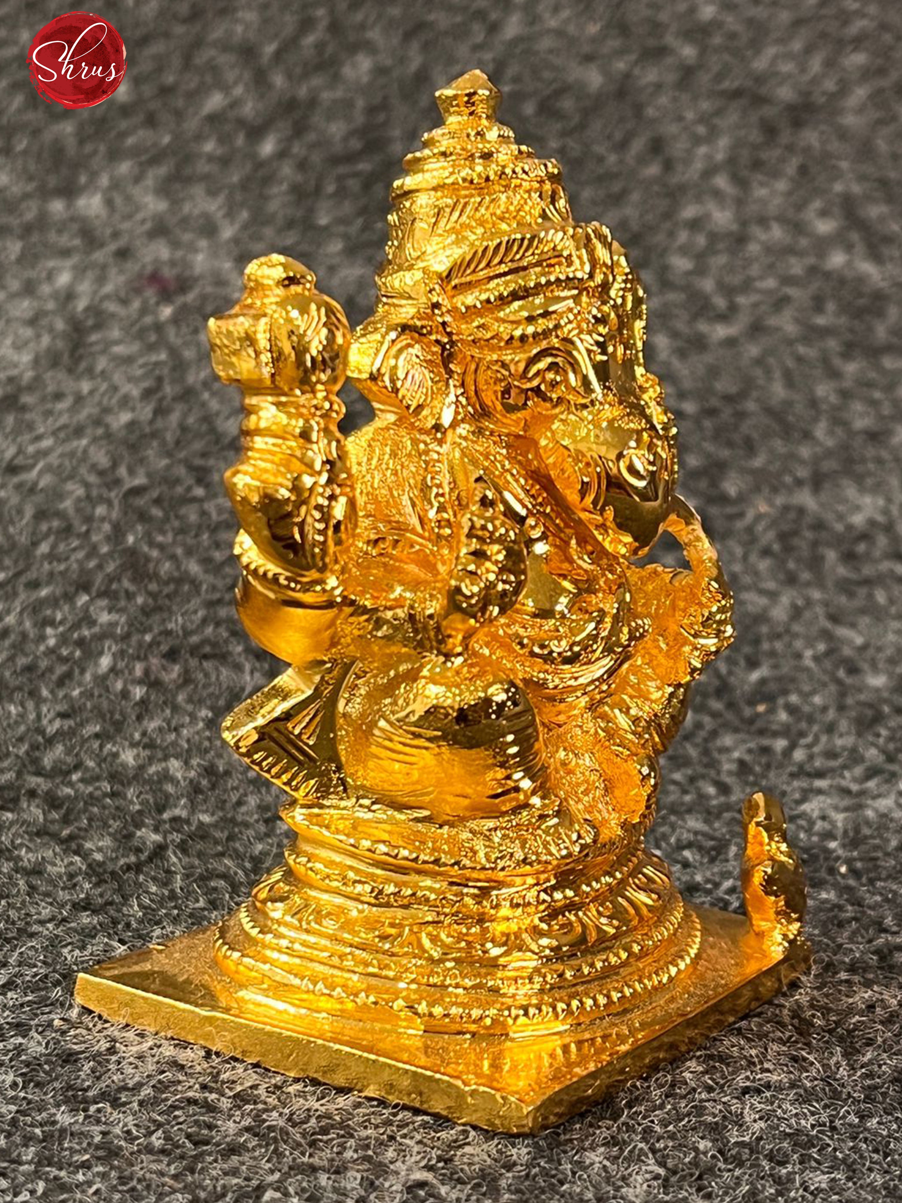 24 Kt Gold Coated Aadi Ganesha for Gifting and Car Dashboard - Shop on ShrusEternity.com