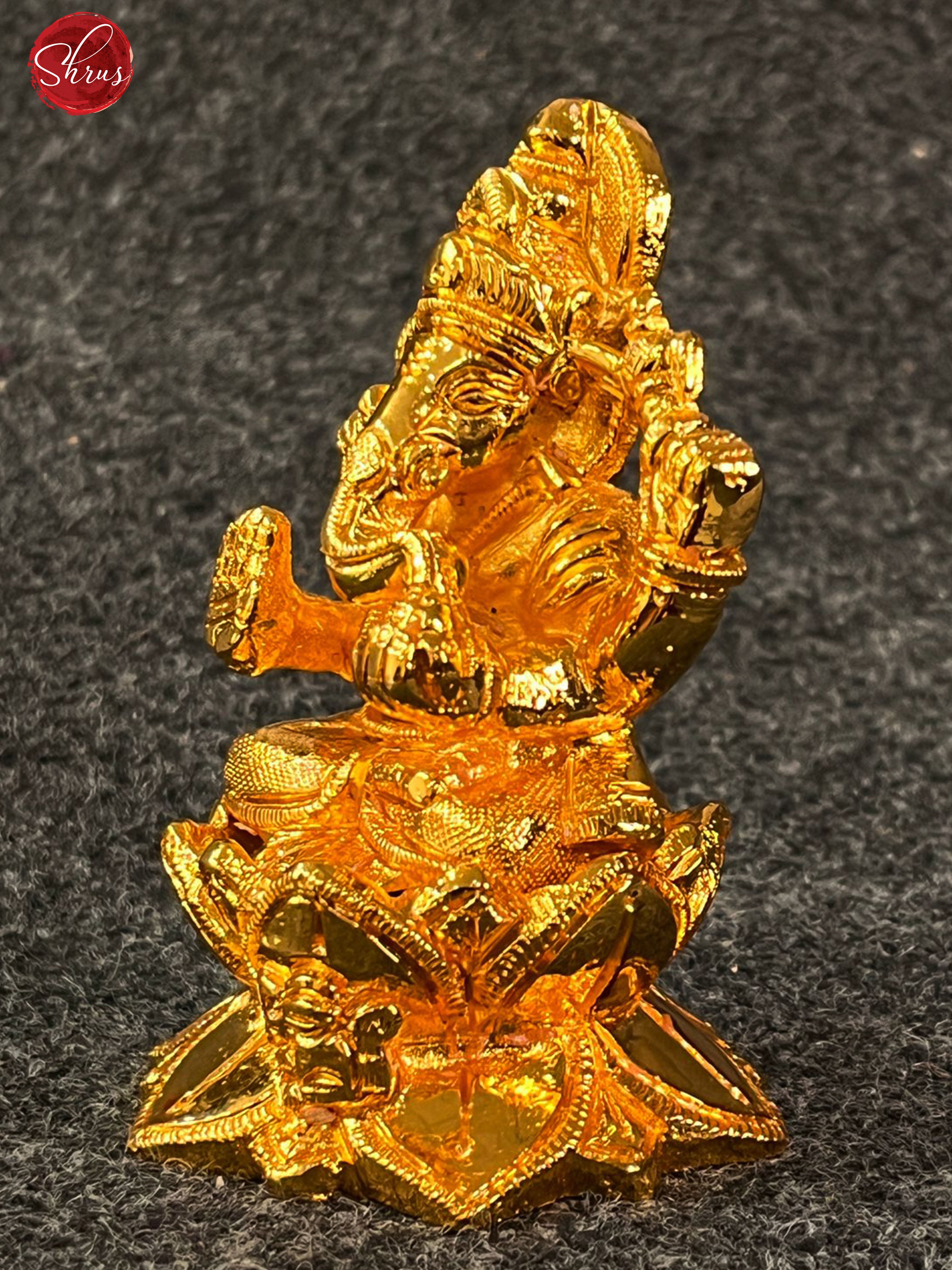 24 Kt Gold Coated Ganesha sitting on Lotus Base - Shop on ShrusEternity.com