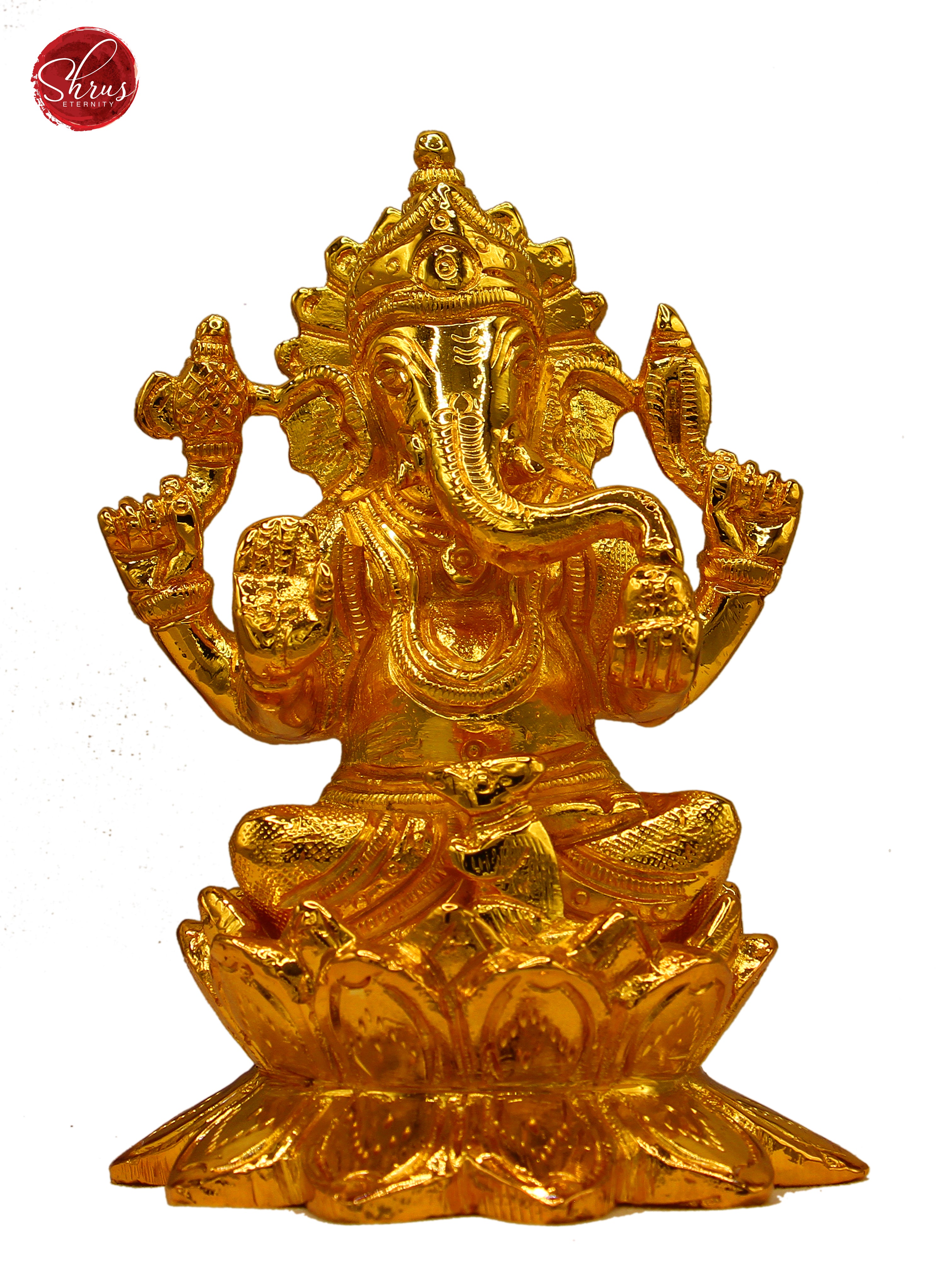 24 kt Gold Coated- Lotus Ganesha - Shop on ShrusEternity.com
