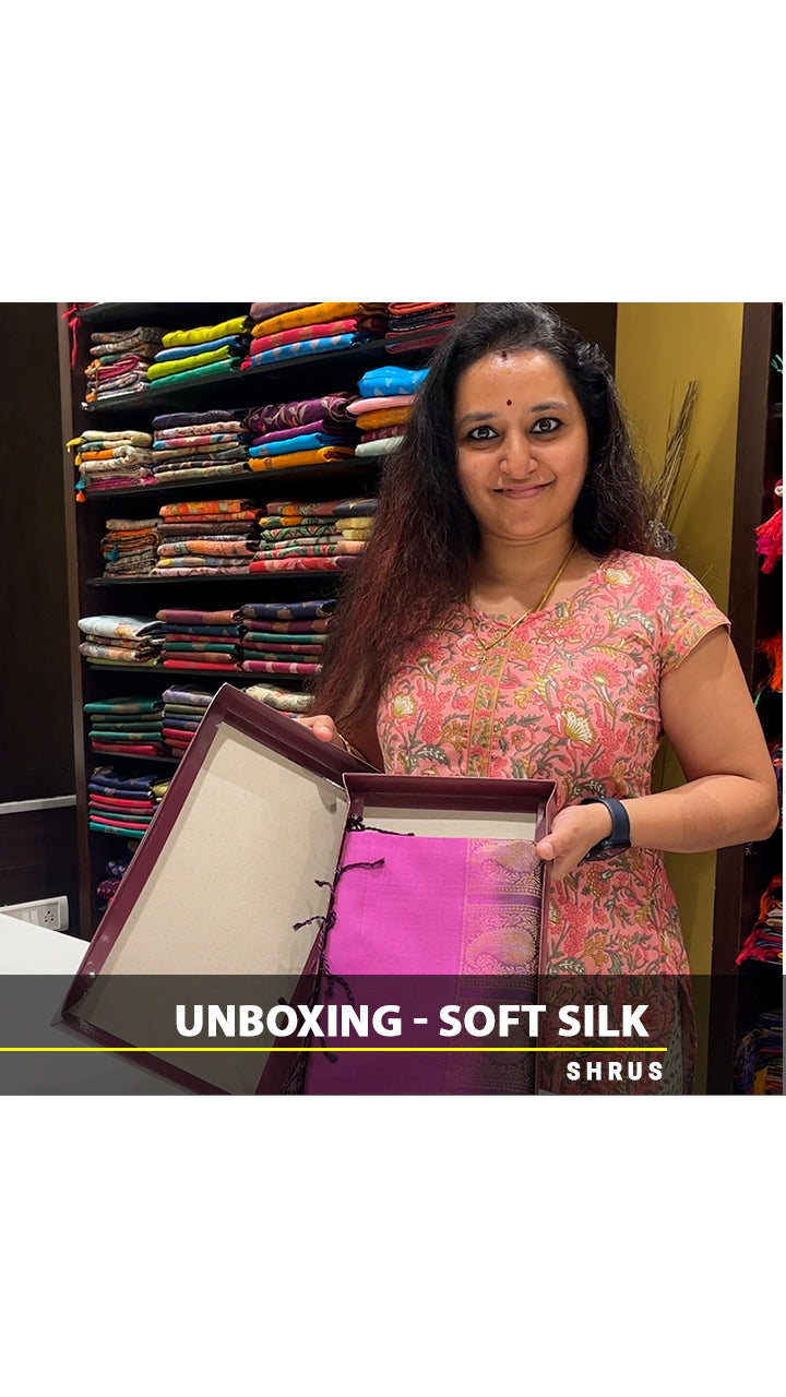 Pink & Wine- Soft Silk with zari woven buttas on the body & Contrast Zari Border - Shop on ShrusEternity.com