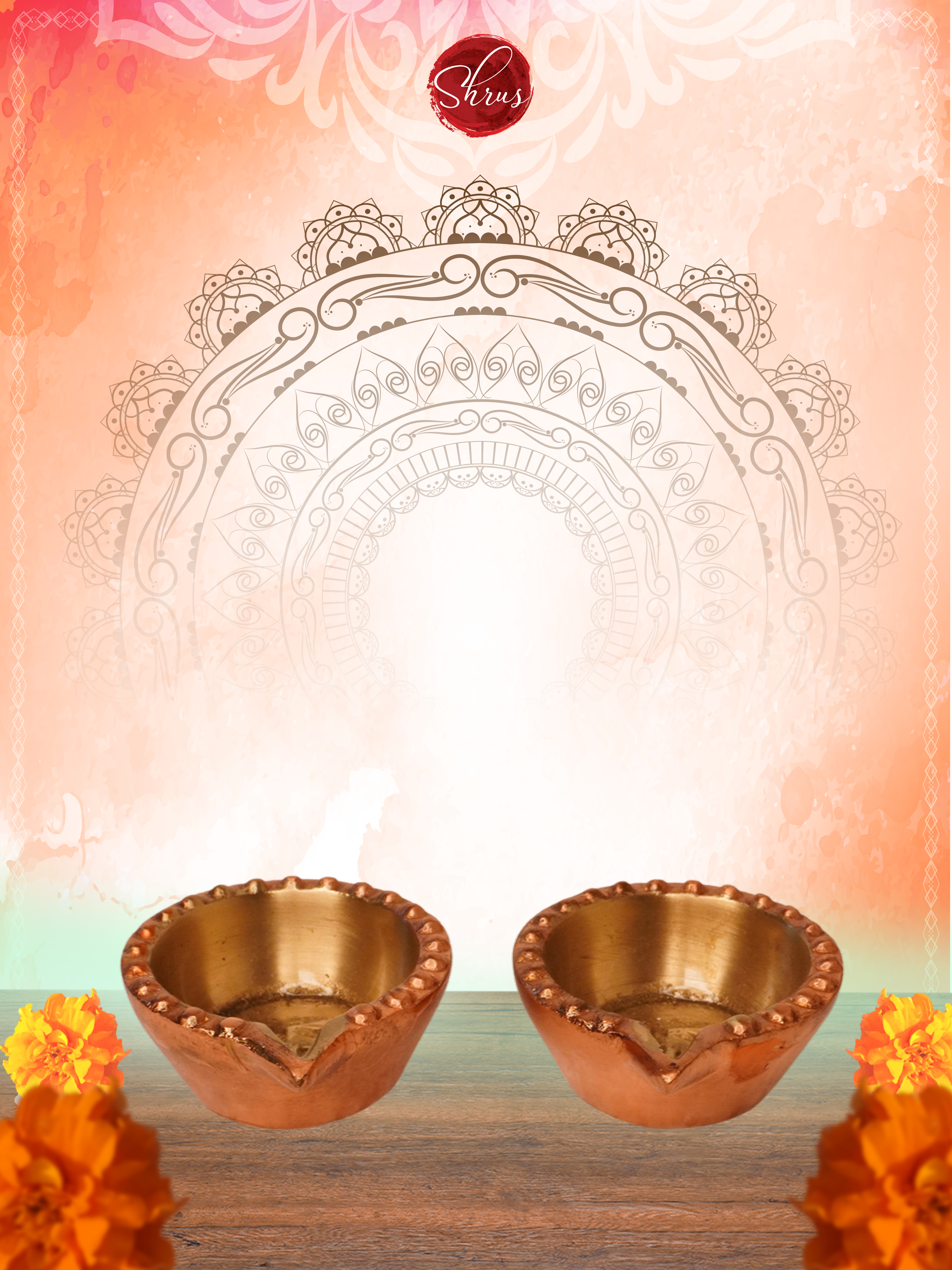 Medium Brass Om Deepam / Oil Lamp/ Diyas for Puja room and Home Decor in Dual Tone Finish (Pack of Two) - Shop on ShrusEternity.com