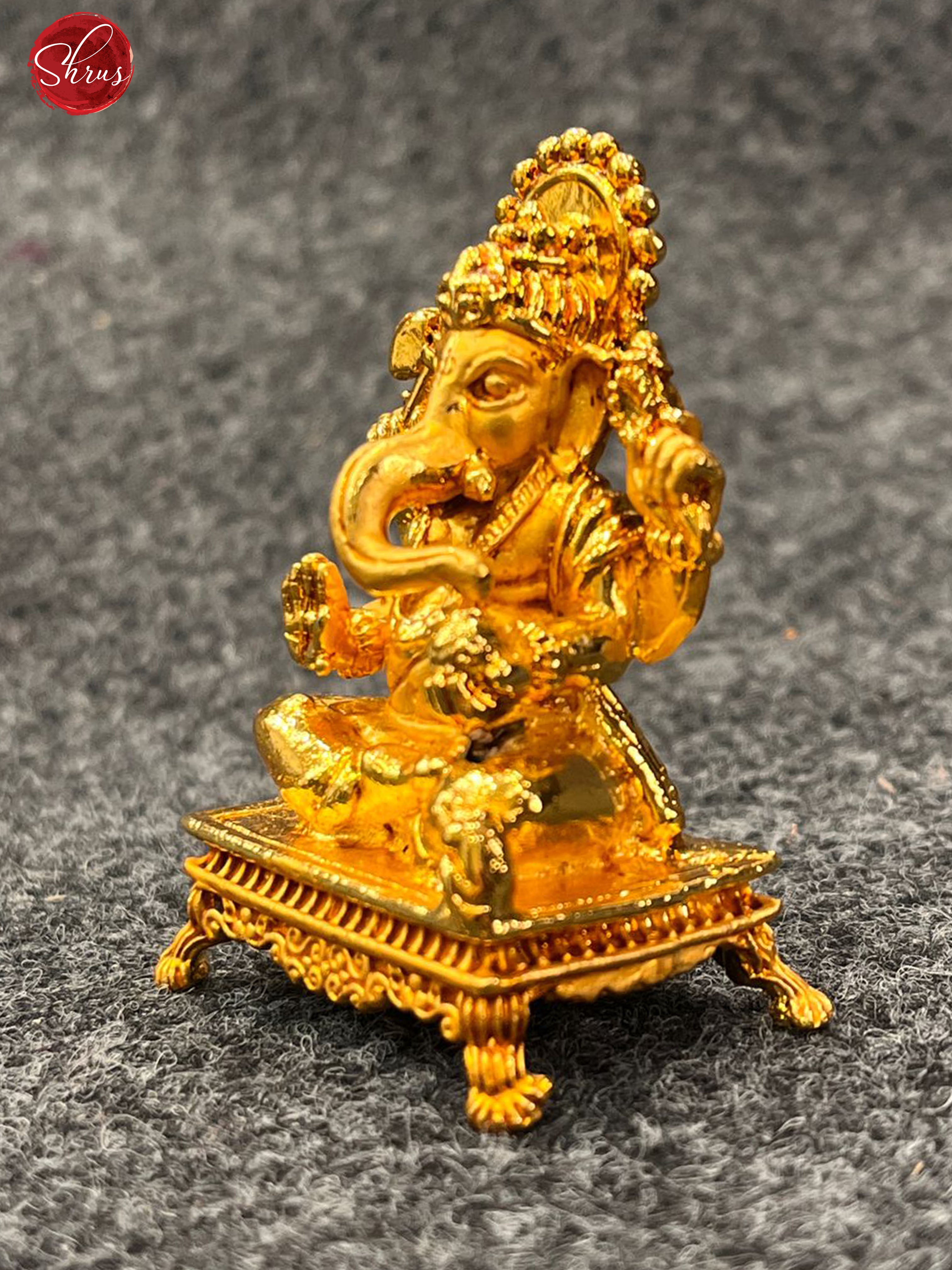 24 KT Gold Coated On Copper - Finely Crafted feature rich aadi Ganesha - Shop on ShrusEternity.com