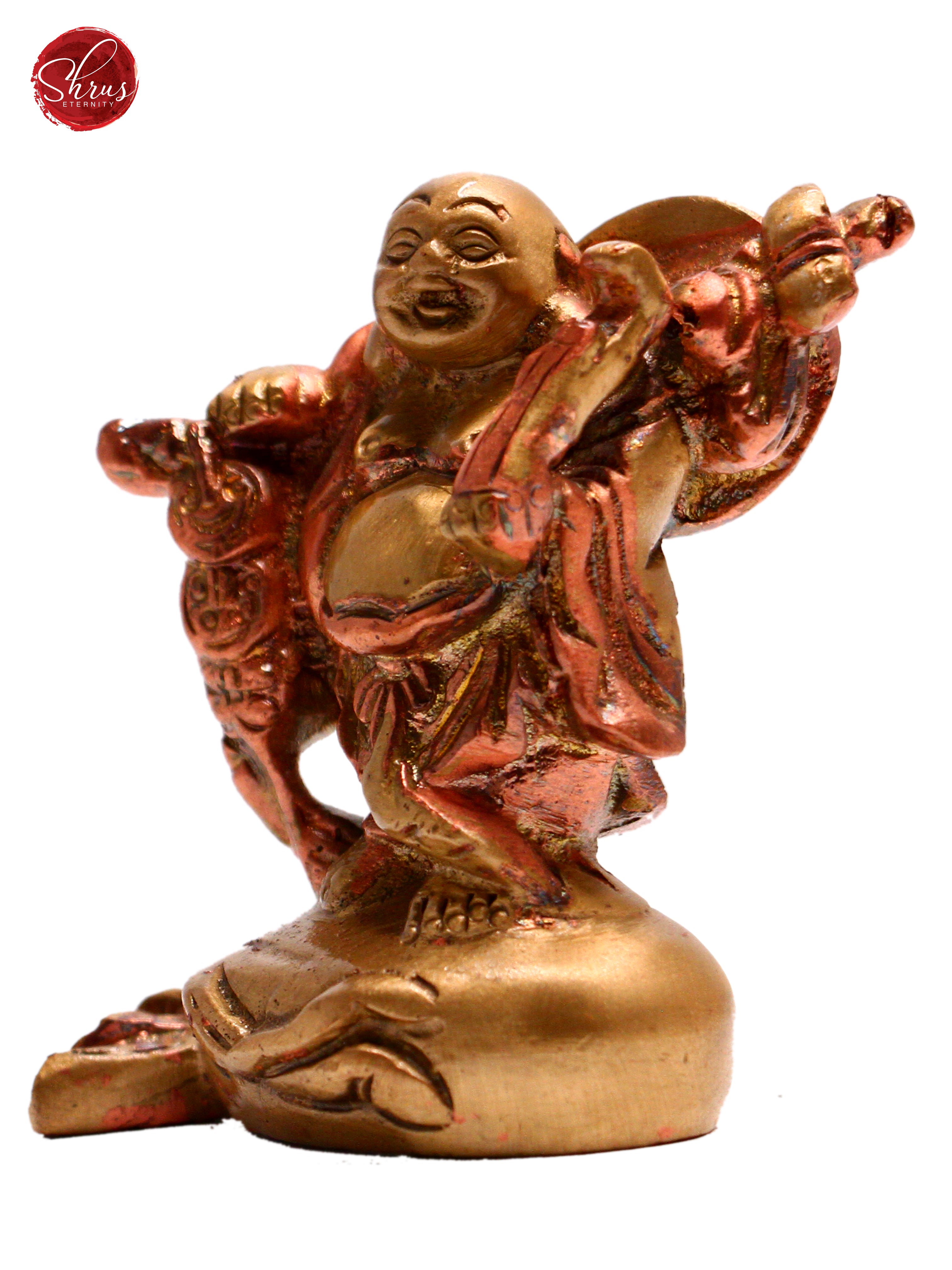 Antique Brass & Copper Two toned Laughing Buddha for happy homes - Shop on ShrusEternity.com