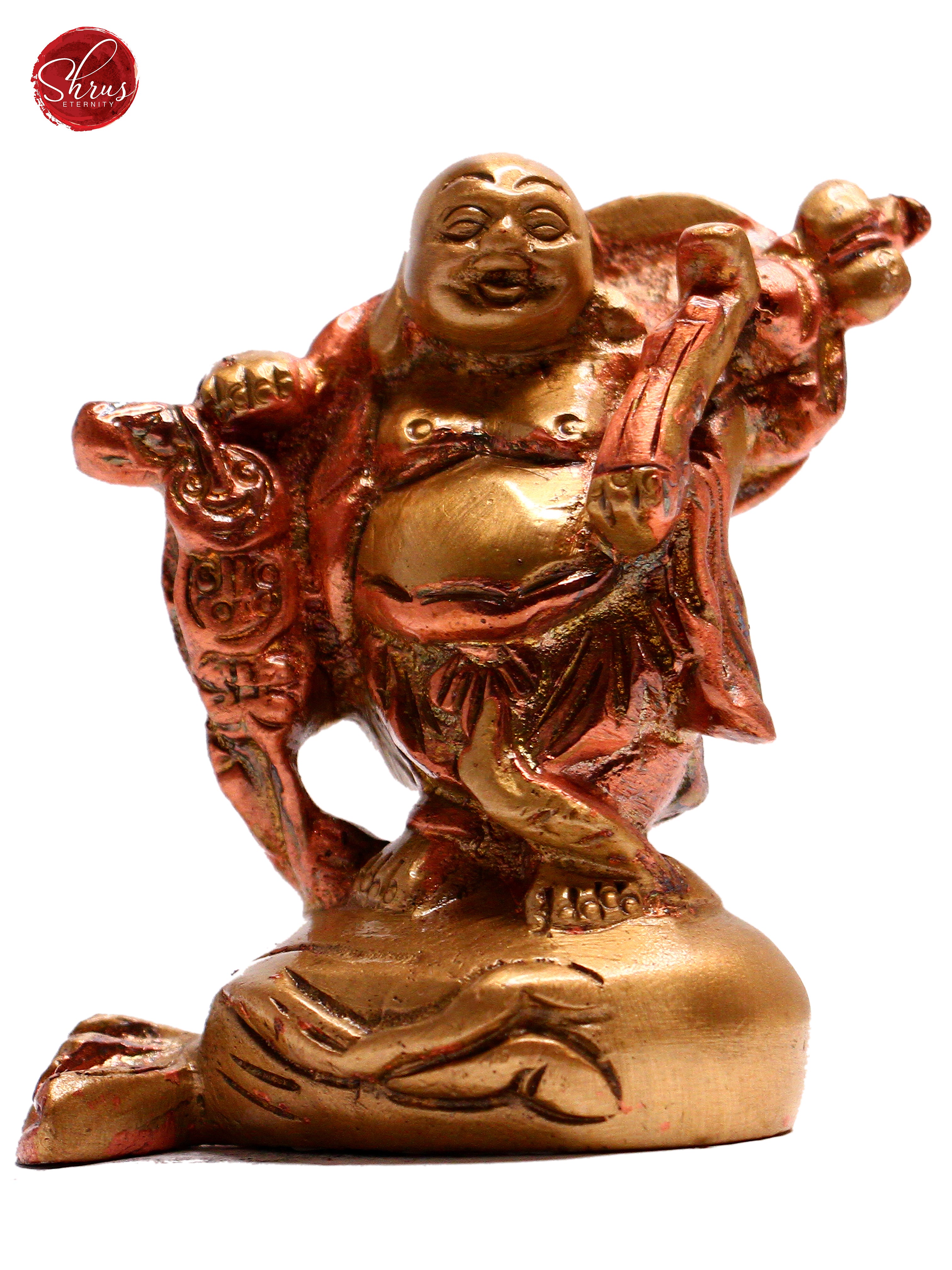 Antique Brass & Copper Two toned Laughing Buddha for happy homes - Shop on ShrusEternity.com