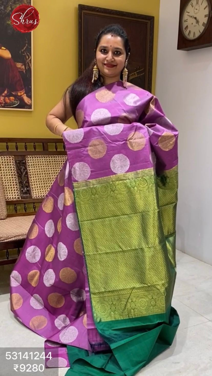 Violet and green - kanchipuram silk - Shop on ShrusEternity.com