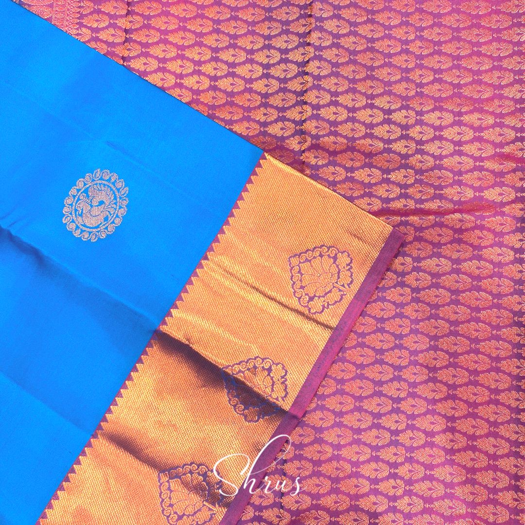 Blue and Violet - Kanchipuram Silk - Shop on ShrusEternity.com