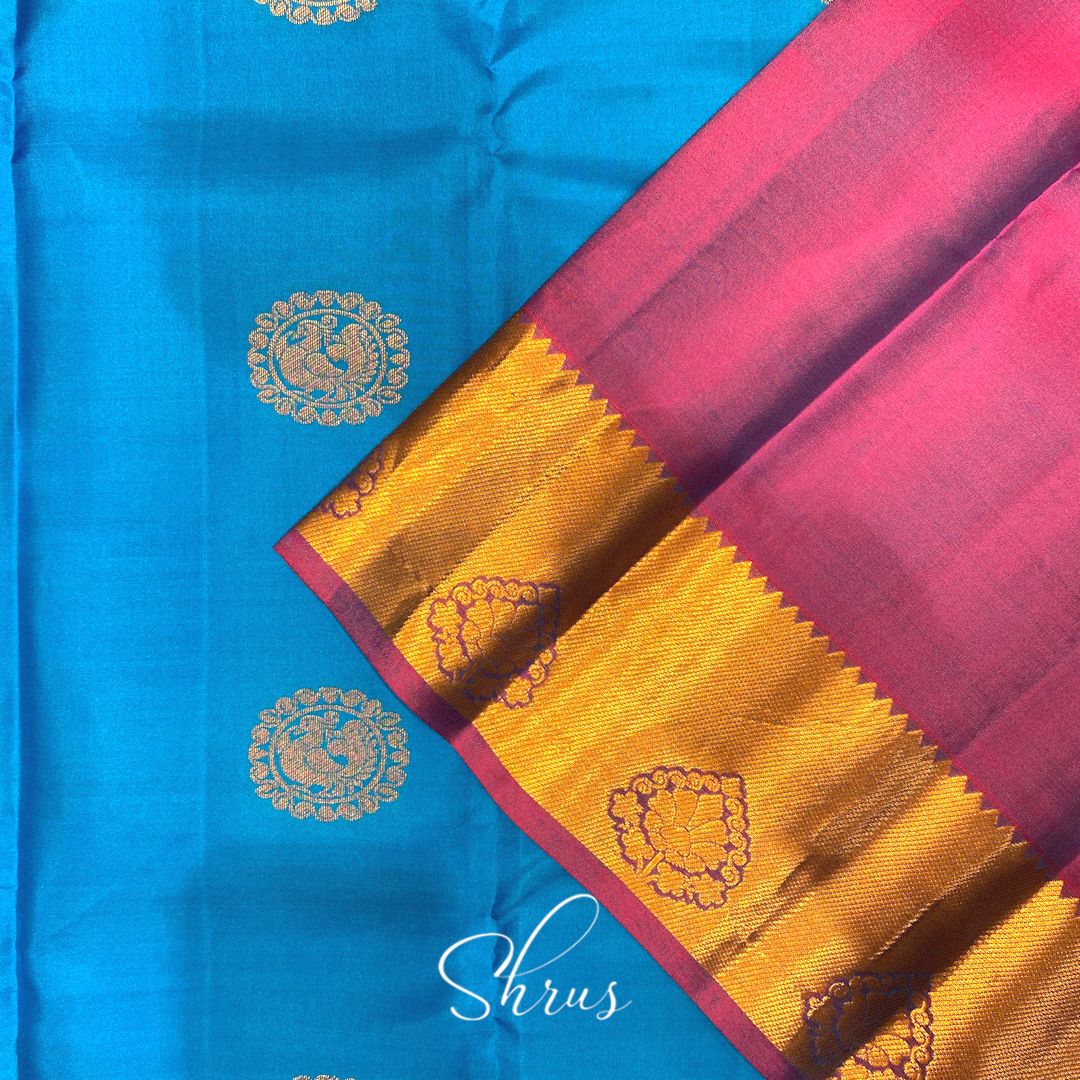 Blue and Violet - Kanchipuram Silk - Shop on ShrusEternity.com