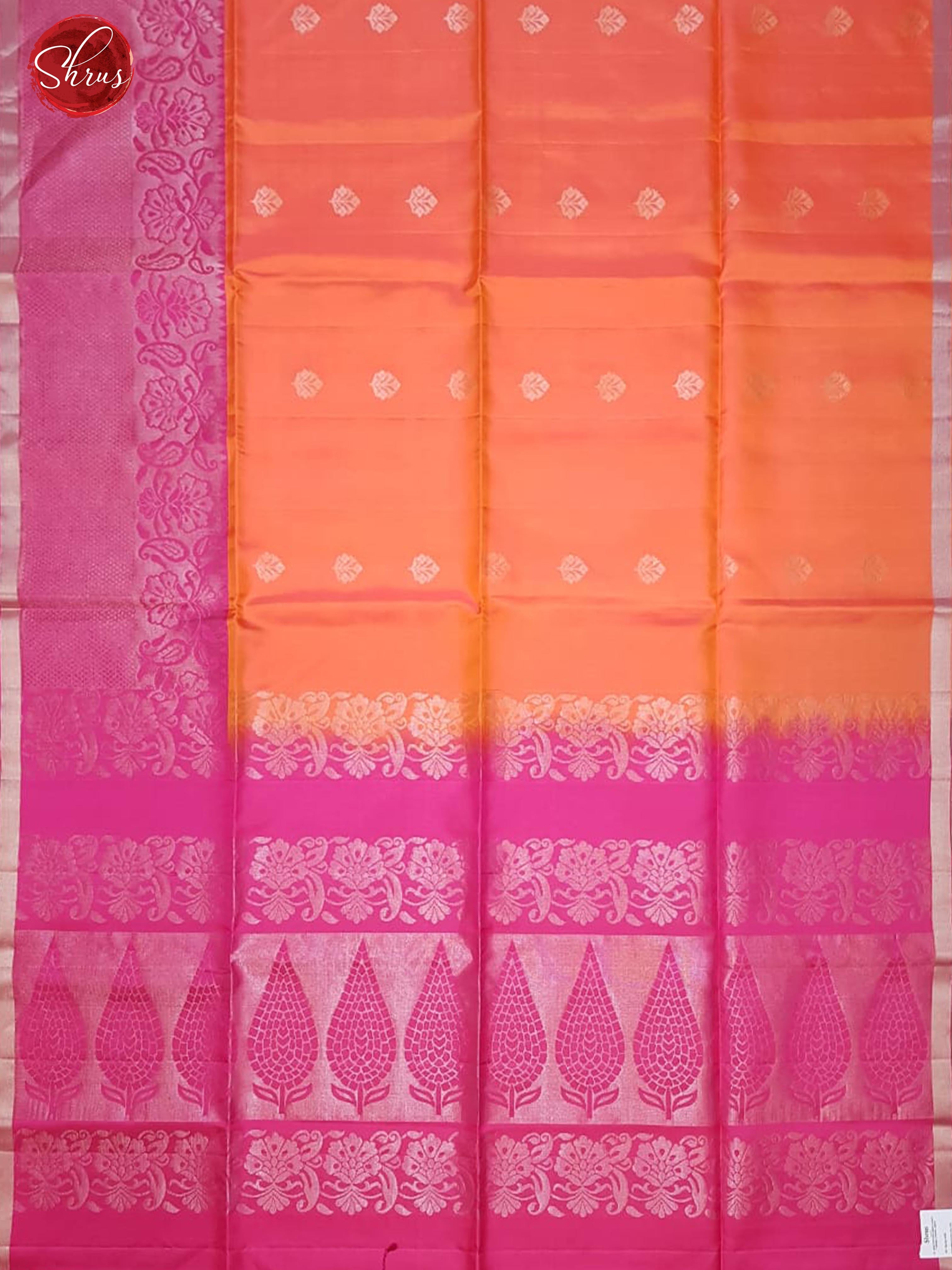 Orange & Pink - Soft Silk with Zari woven floral motifs on the  body & Zari Border - Shop on ShrusEternity.com