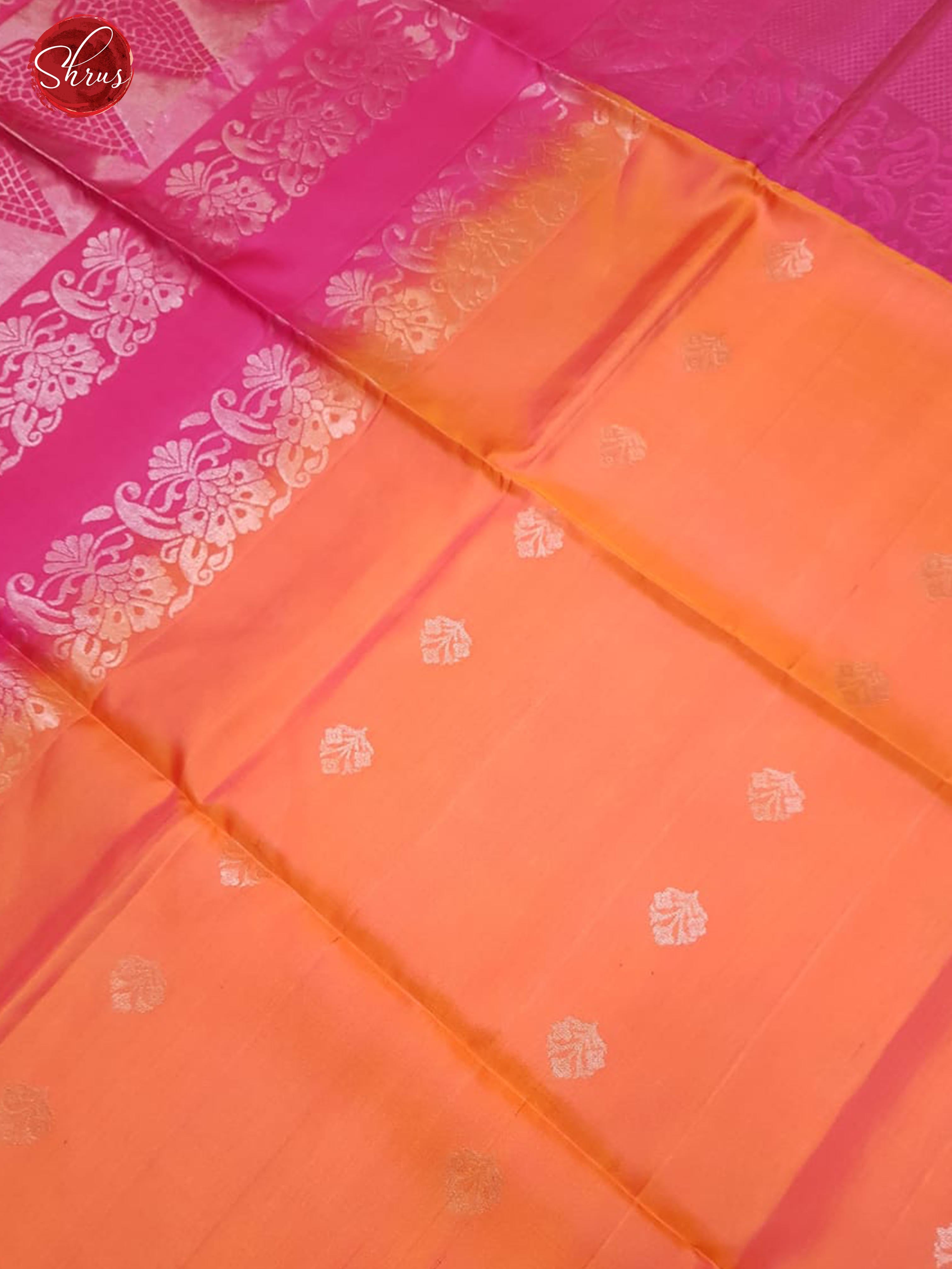 Orange & Pink - Soft Silk with Zari woven floral motifs on the  body & Zari Border - Shop on ShrusEternity.com