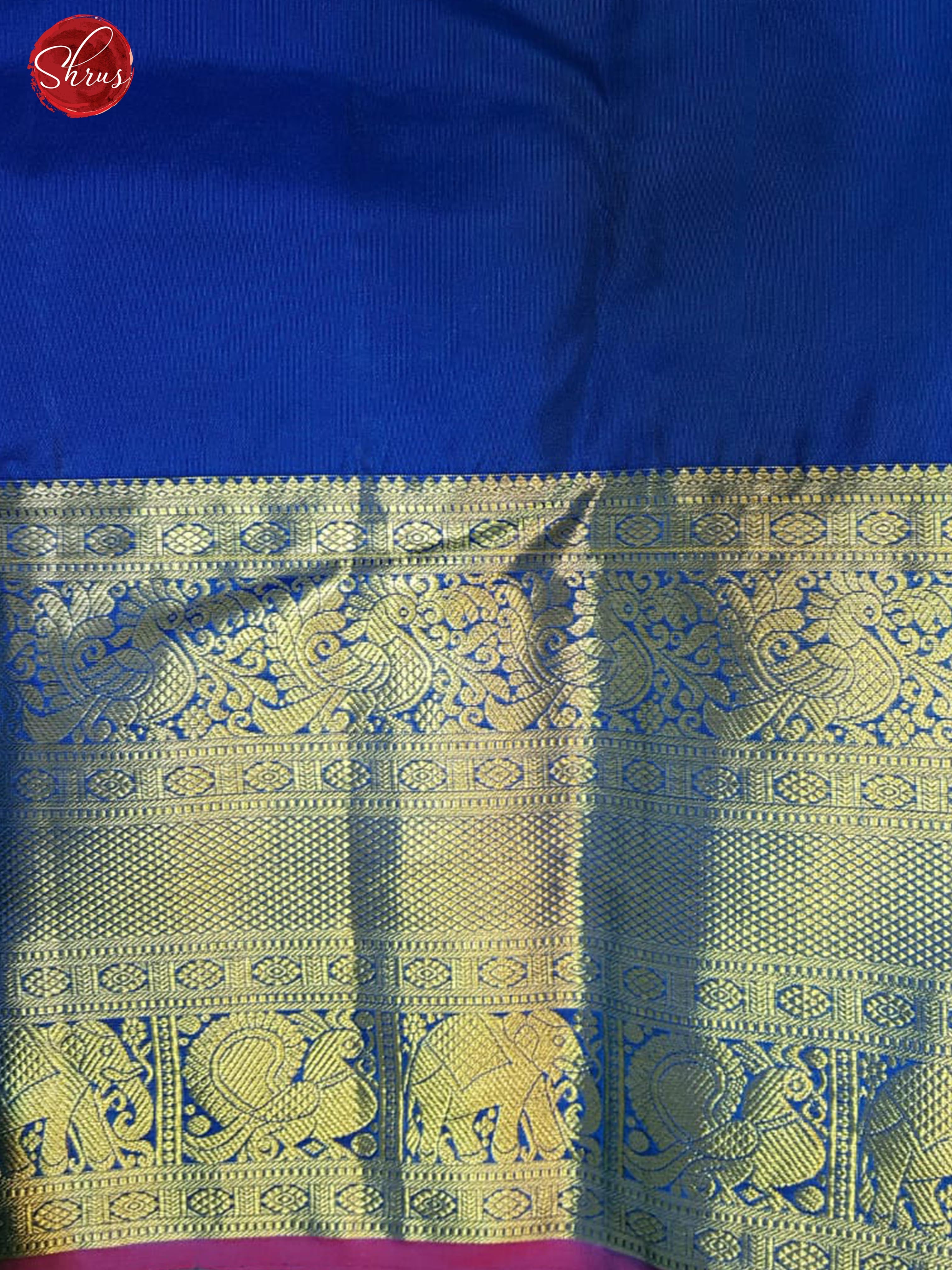 Ice Blue & Blue- Kanchipuram Silk with Zari woven criss cross floral brocade on the body & Zari Border - Shop on ShrusEternity.com
