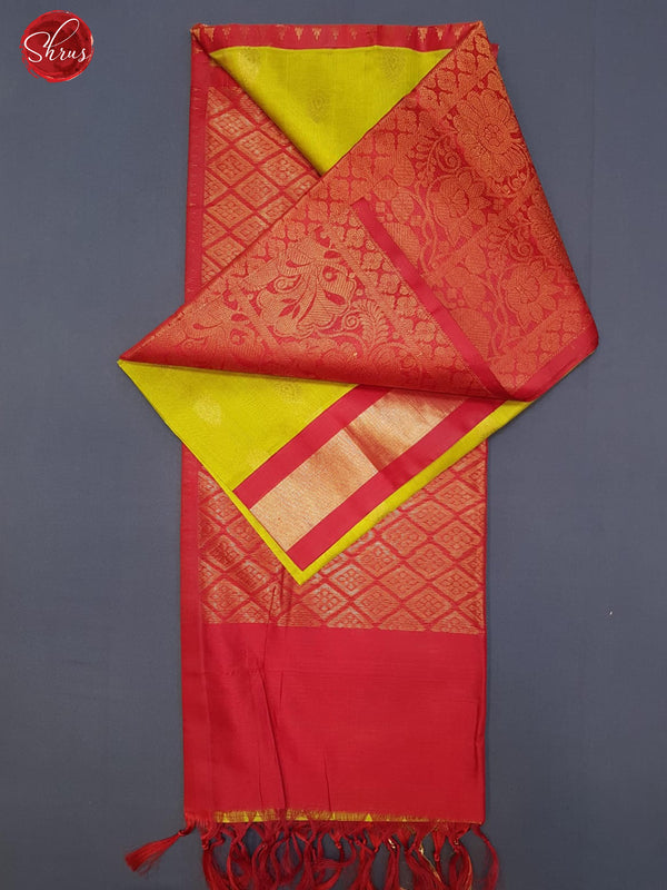 Green & Red - Silk Cotton with zari woven buttas on the body & Zari border - Shop on ShrusEternity.com