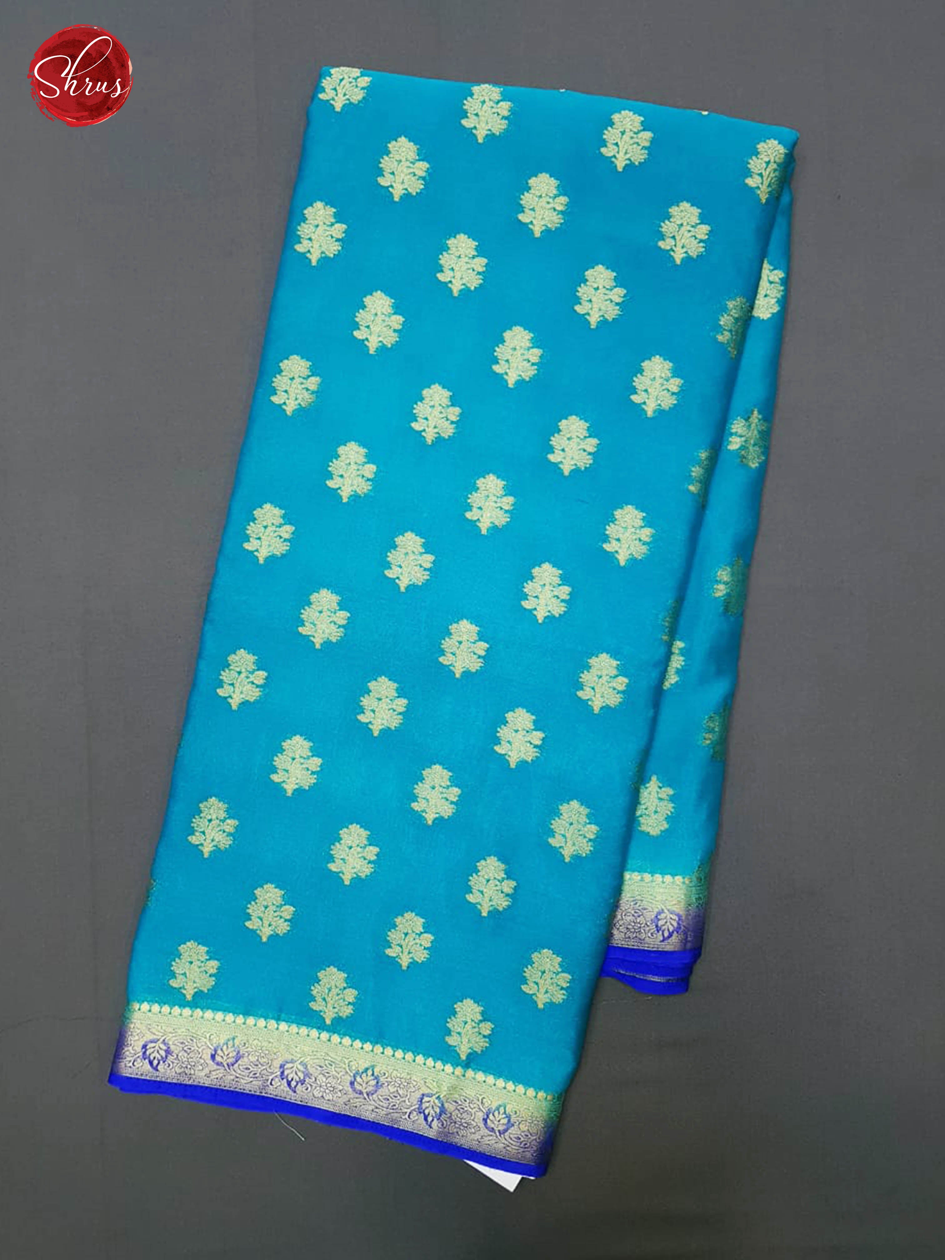 Sky Blue & Blue - Semi Chiffon with zari woven floral motifs on the body& Contrast Zari Border - Shop on ShrusEternity.com