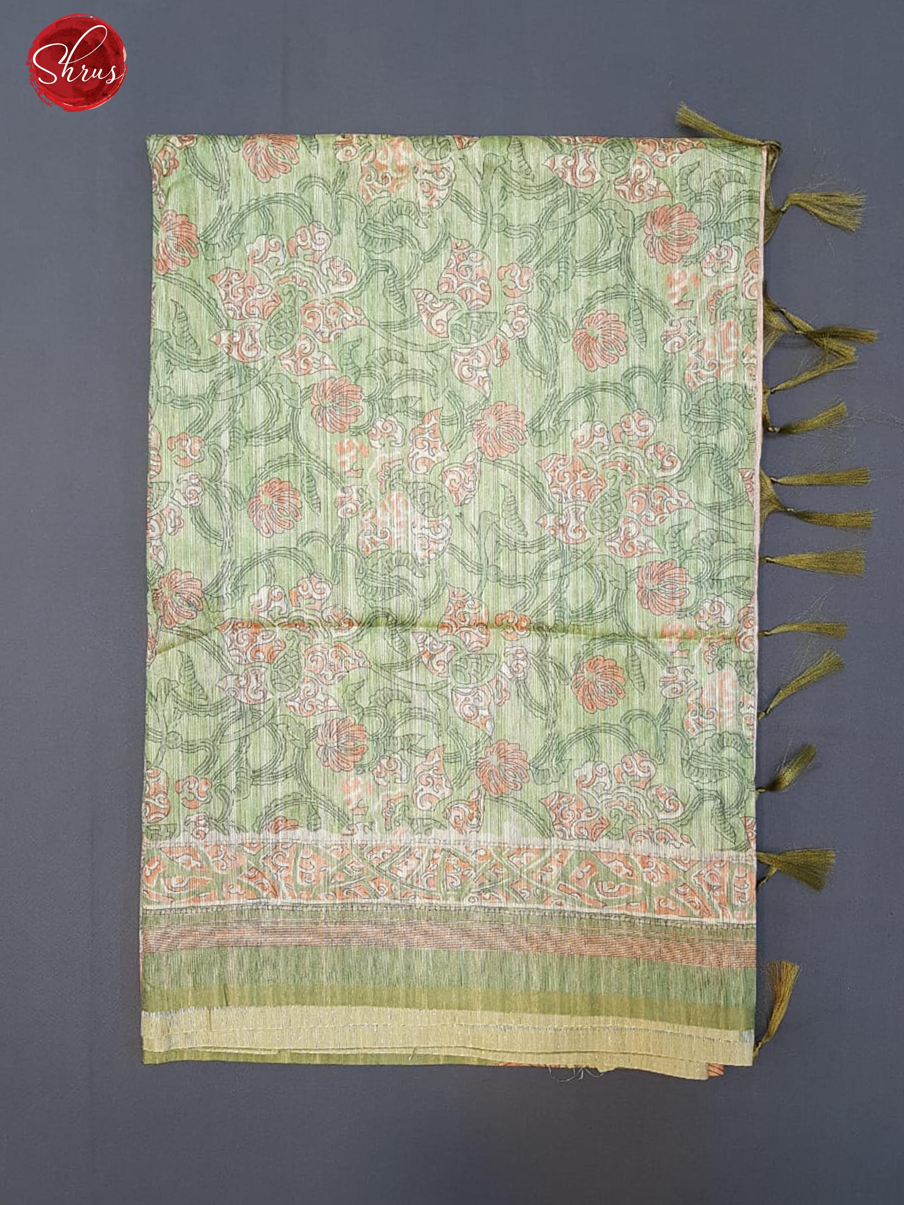 Green & Pink - Semi Tussar with floral print on the body & Pallu - Shop on ShrusEternity.com