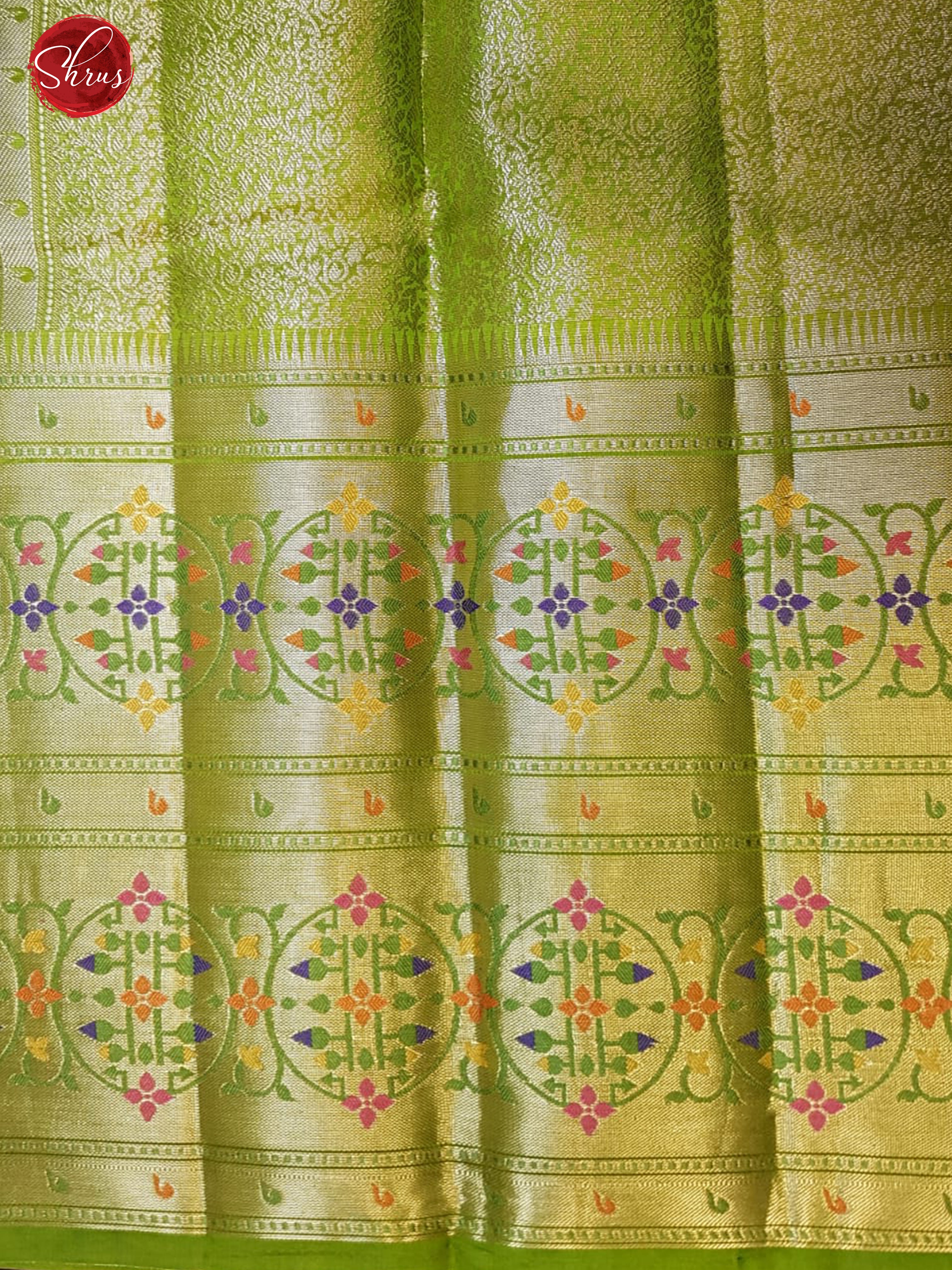 Blue & Green - Chiniya Silk with zari woven floral motifs on the body& Zari Border - Shop on ShrusEternity.com