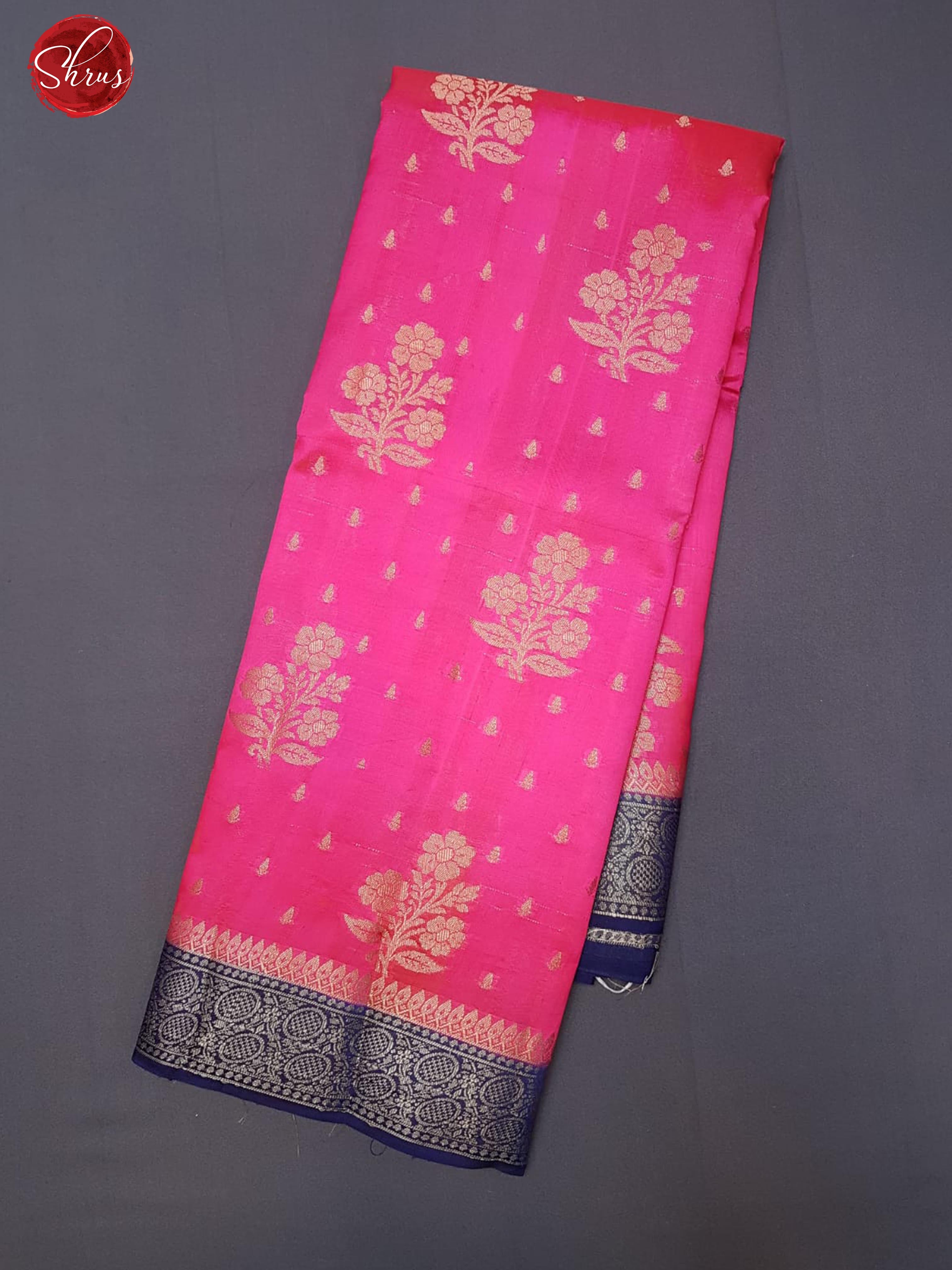 Pink & Blue - Chiniya Silk with zari woven floral motifs on the body & Zari Border - Shop on ShrusEternity.com