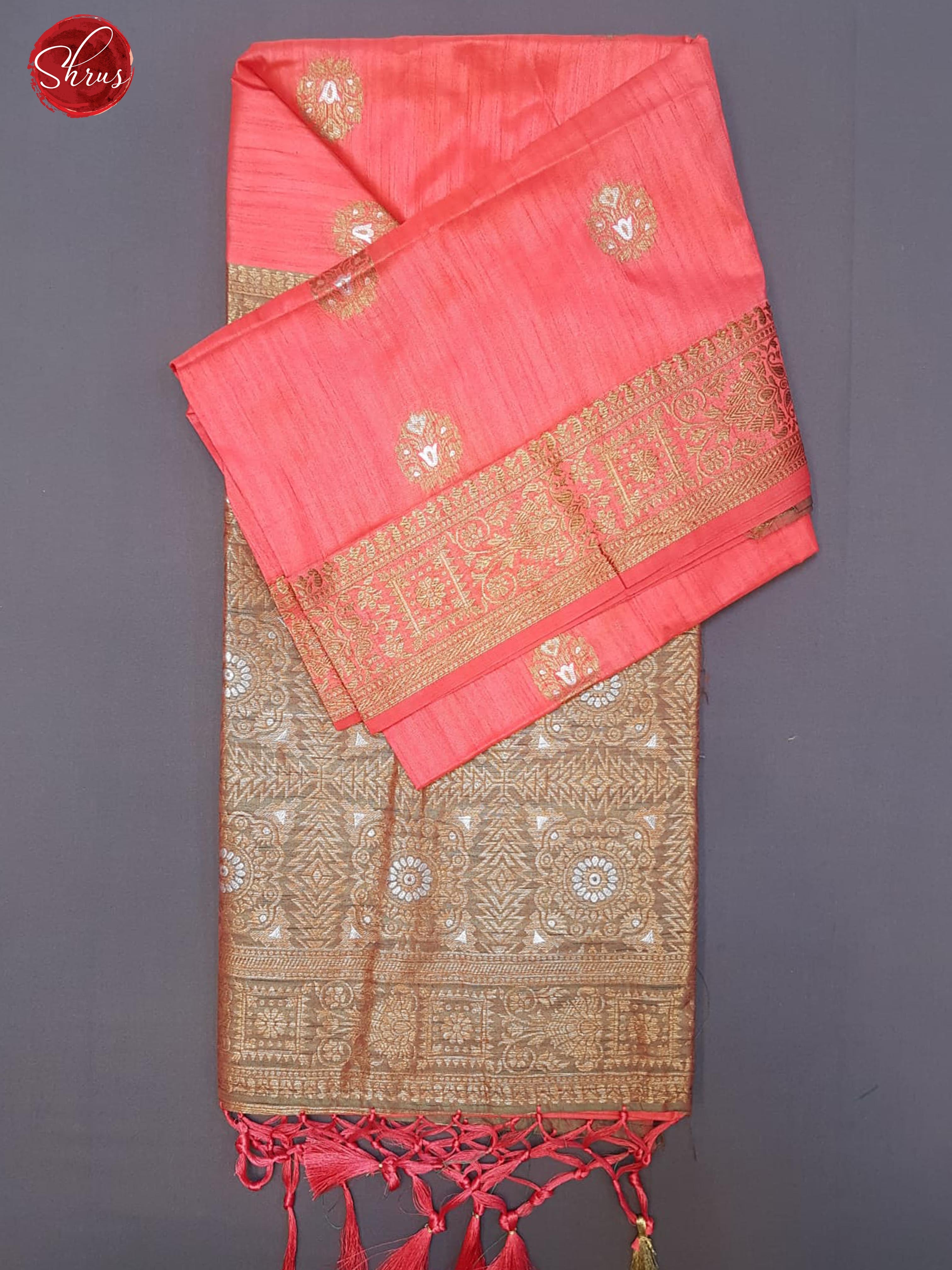 Pink & Grey - Semi Khatan with zari woven floral buttas on the body&  Zari Border - Shop on ShrusEternity.com