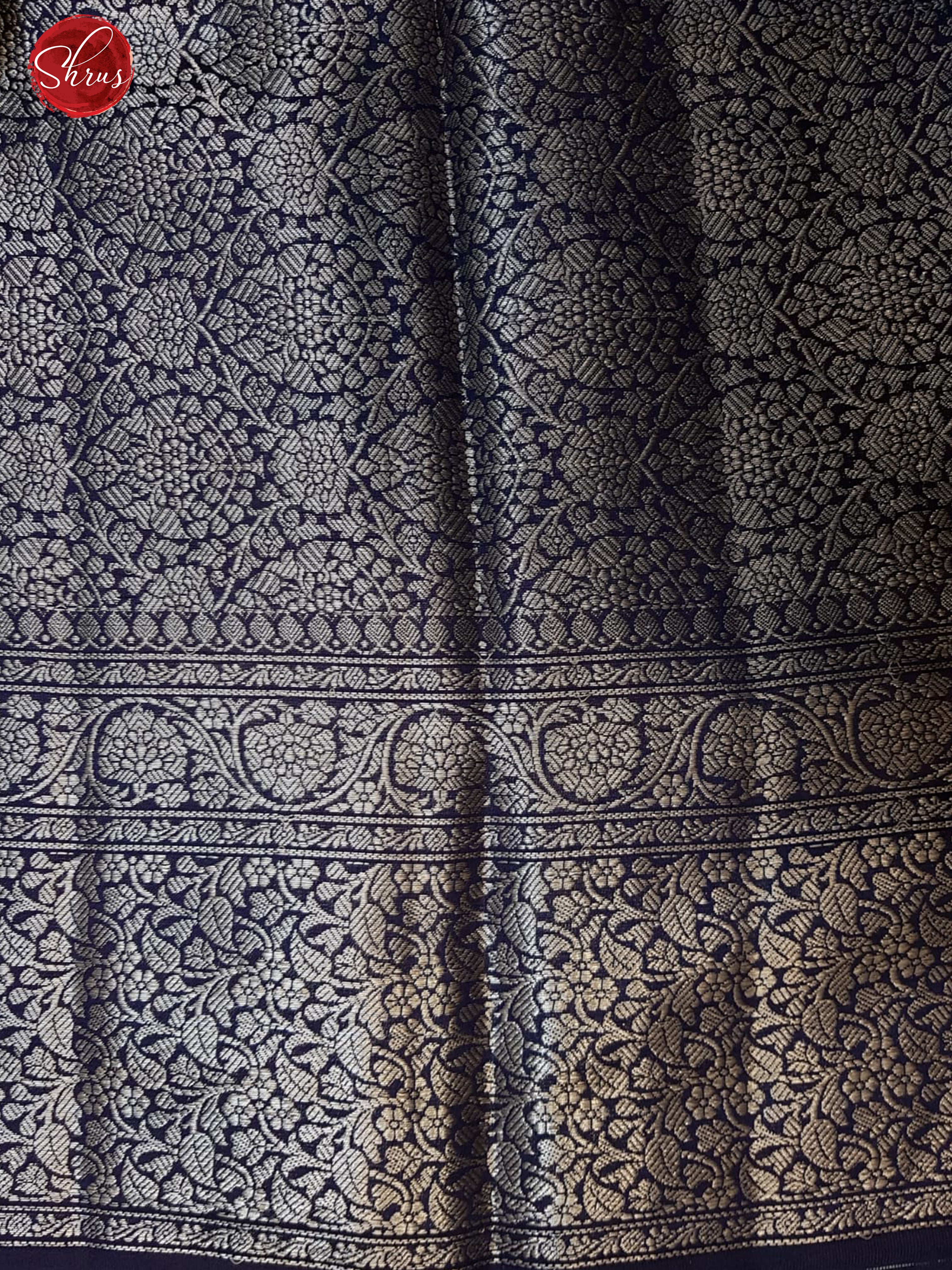 Grey & Blue- Chiniya Silk with Zari woven floral motifs on the Body & Zari Border - Shop on ShrusEternity.com