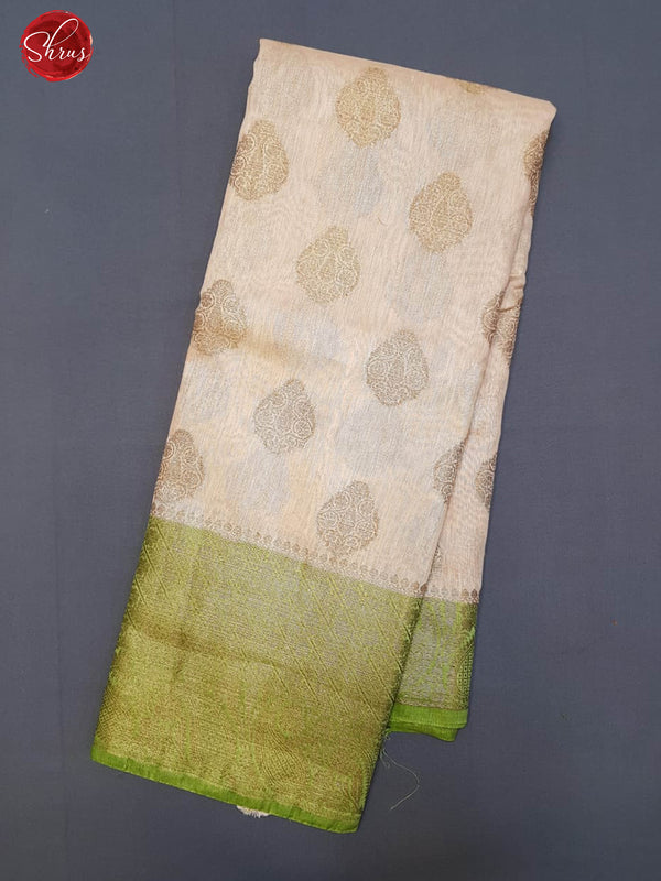 Pink & Green - Muslin Silk with Zari woven floral motifs on the body & Zari Border - Shop on ShrusEternity.com