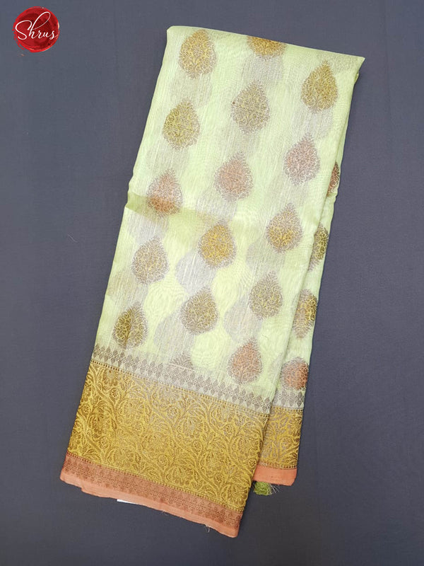 Light Green & Pink - Muslin Silk with zari woven floral motifs on the body & Zari border - Shop on ShrusEternity.com