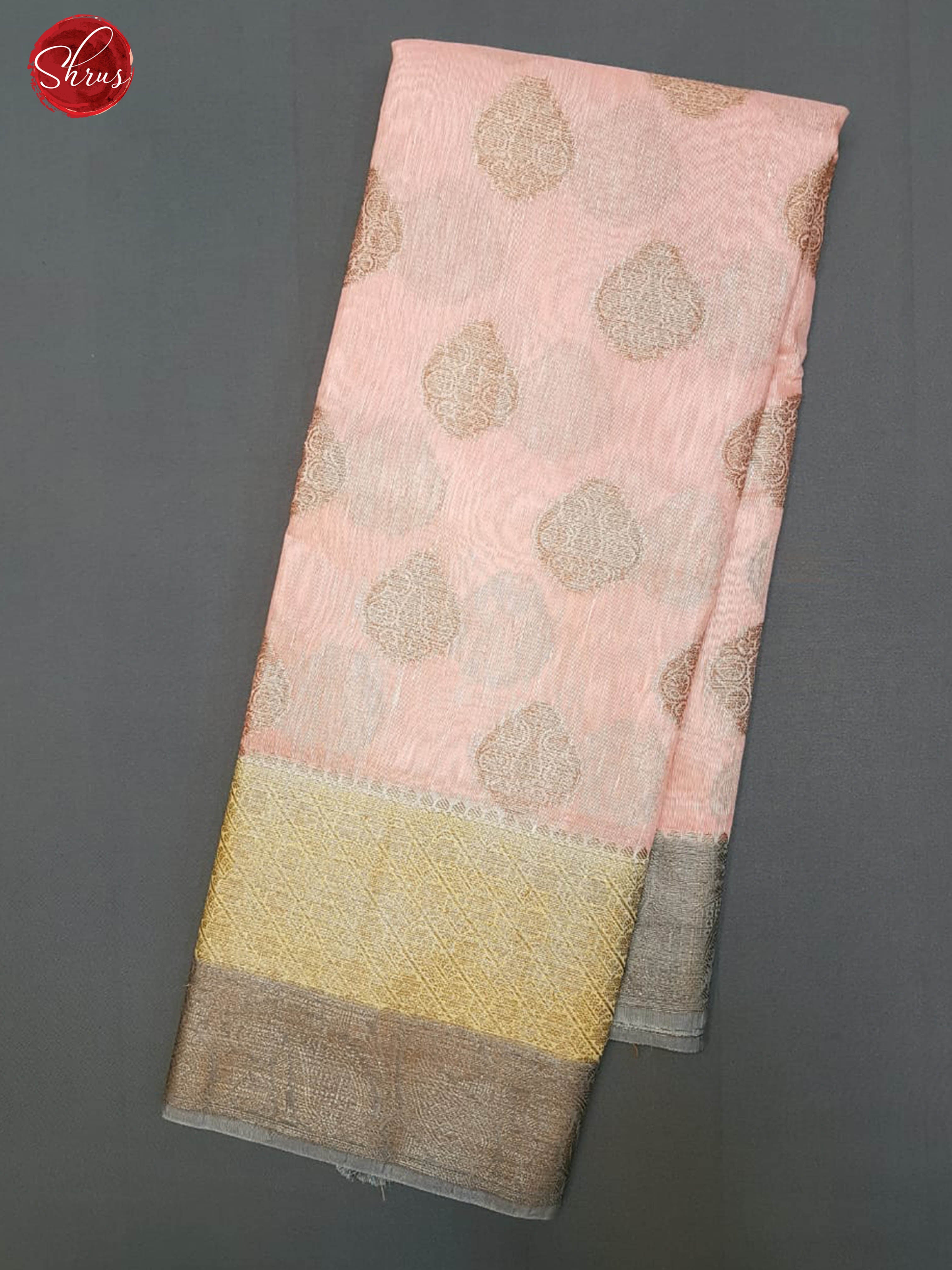 Pink & Grey - Muslin Silk with zari woven  floral motifs on the body & zari Border - Shop on ShrusEternity.com