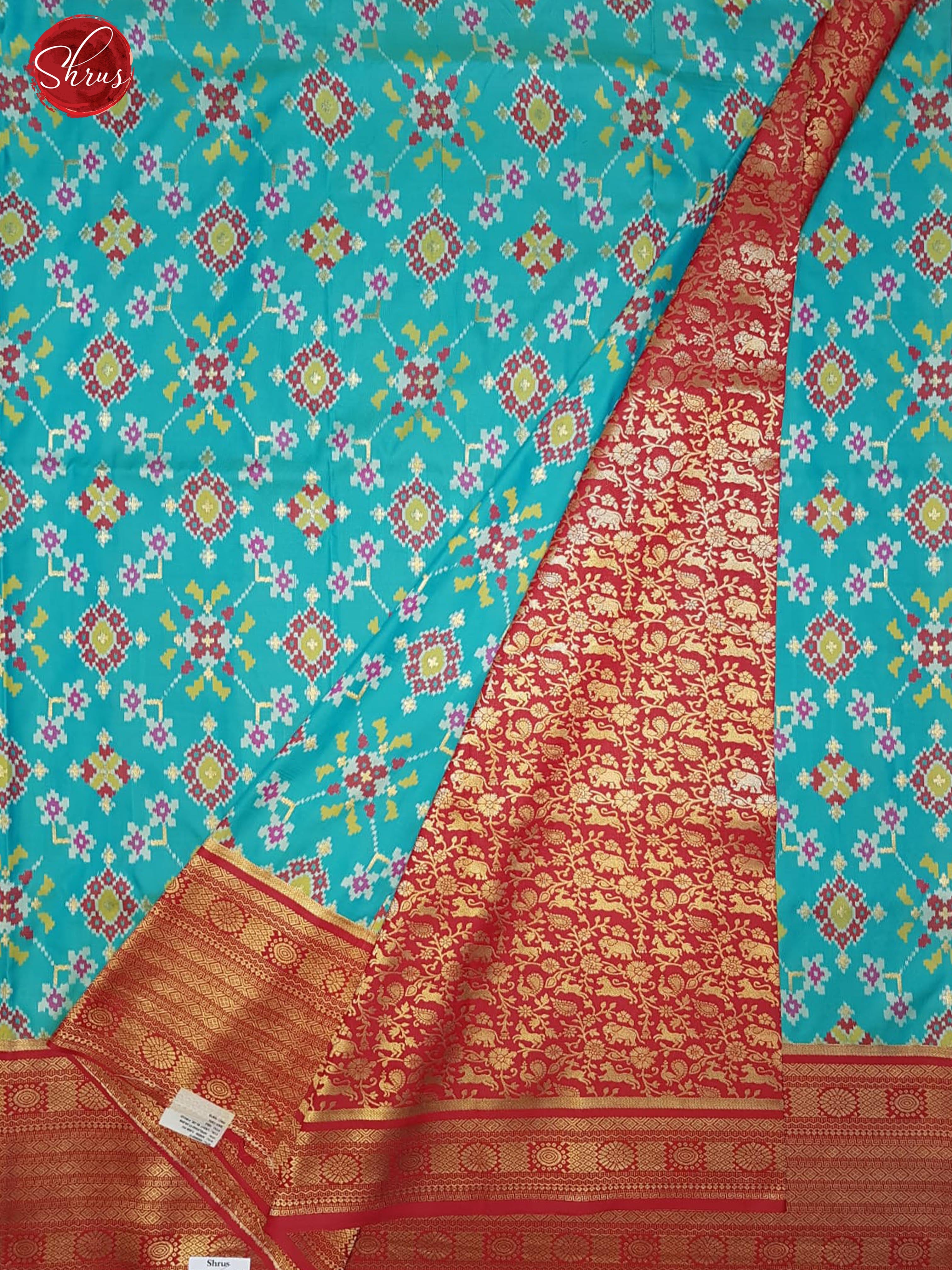 Teal & Red - Lehenga with patola print on the body& Zari Border - Shop on ShrusEternity.com