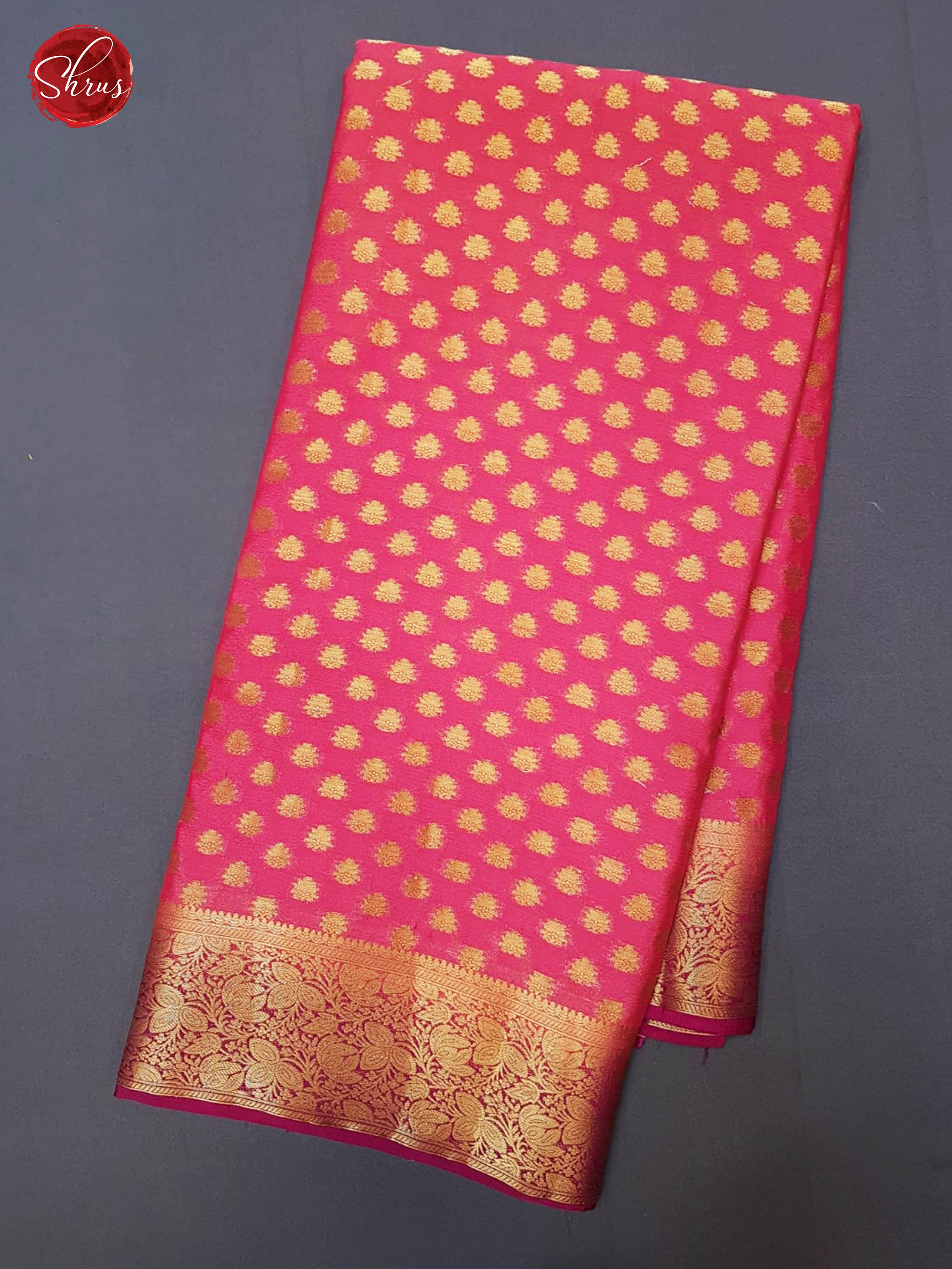 Pink(Single Tone )- Semi Chiffon with zari woven buttas on the body & Contrast Zari Border - Shop on ShrusEternity.com