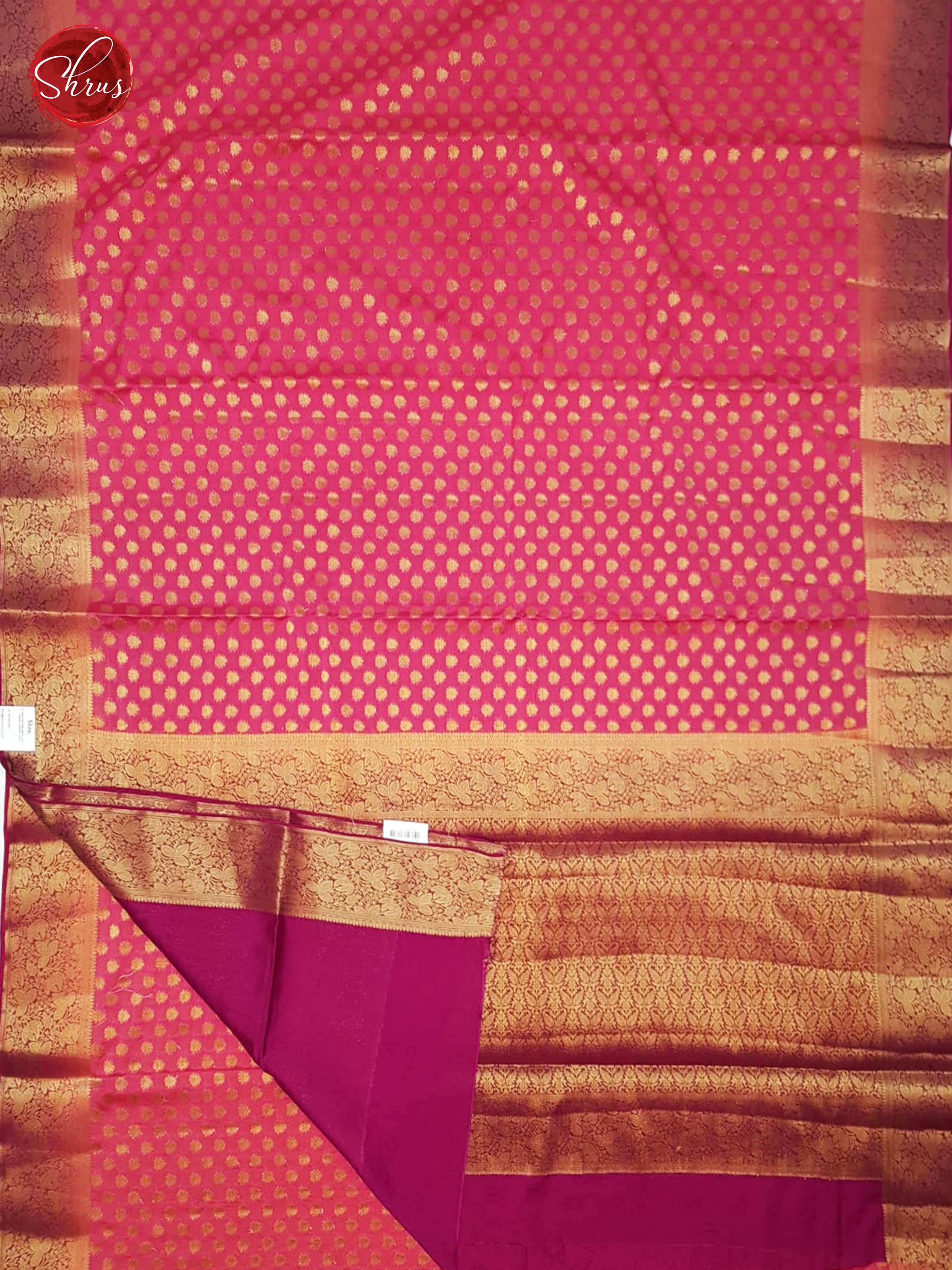 Pink(Single Tone )- Semi Chiffon with zari woven buttas on the body & Contrast Zari Border - Shop on ShrusEternity.com
