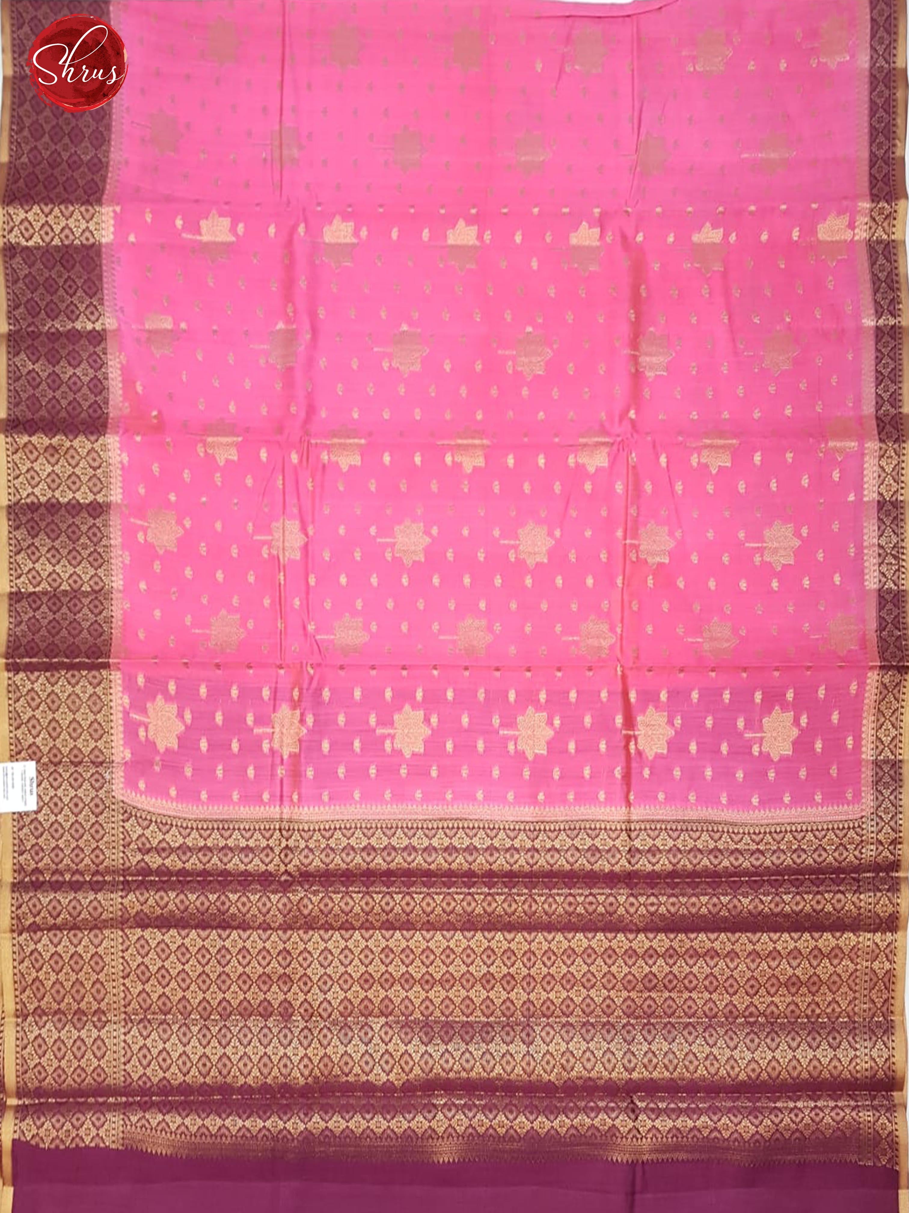 Pink & Purple - Chiniya Silk with Zari woven floral buttas on the body & Zari Border - Shop on ShrusEternity.com
