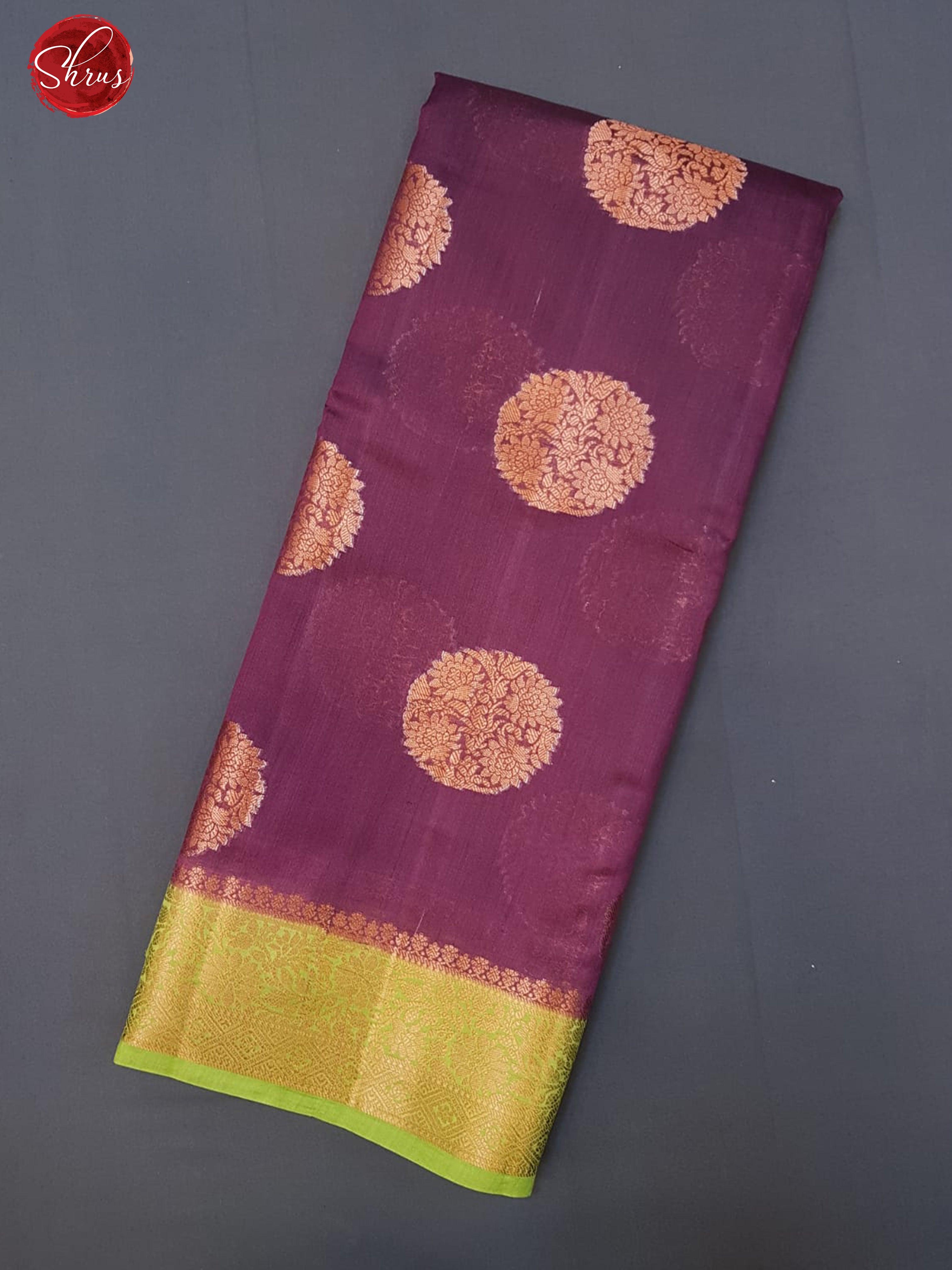 Wine & Green - Chiniya Silk with zari woven floral motifs on the body & Contrast Zari Border - Shop on ShrusEternity.com