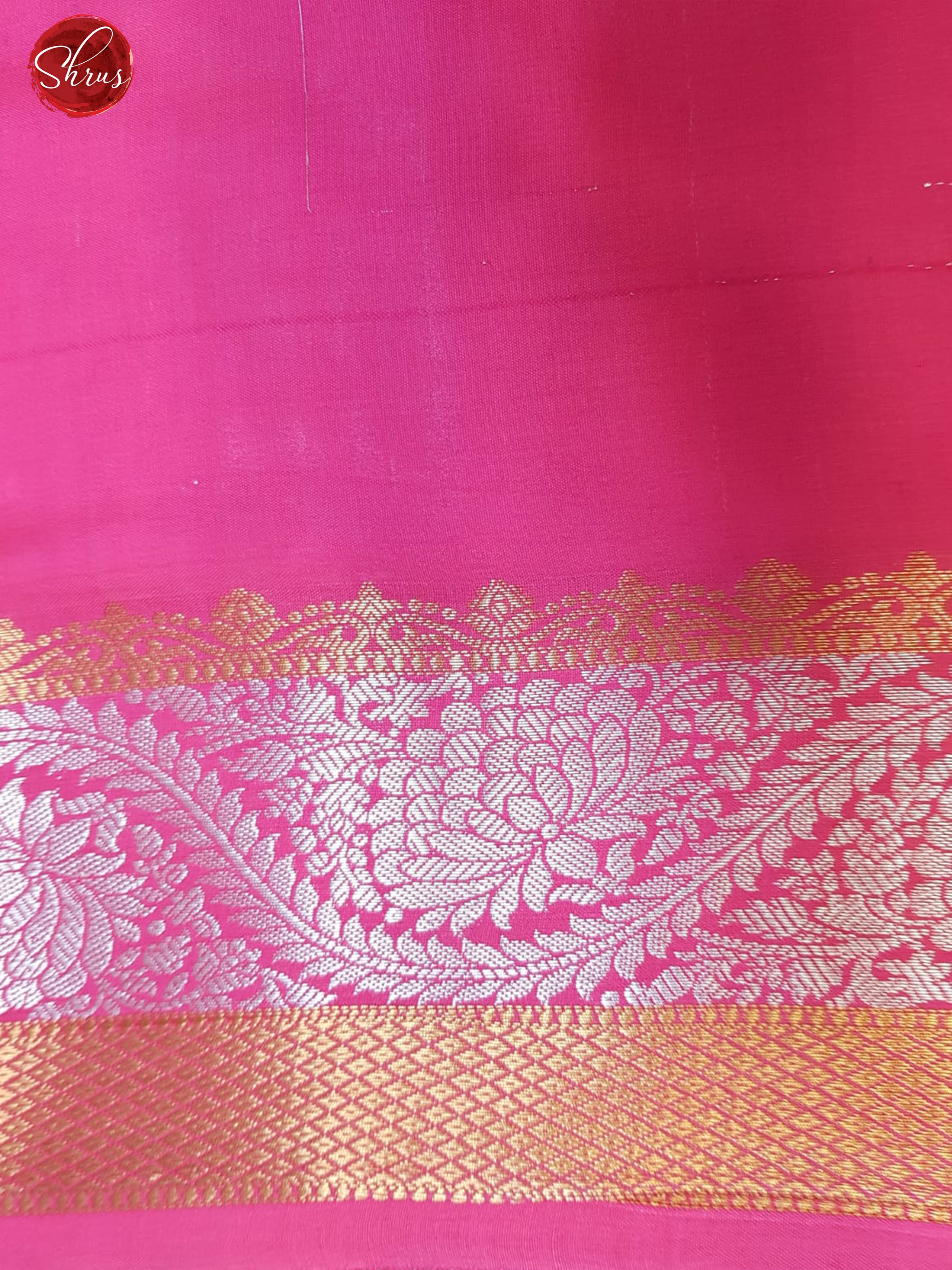 Blue & Pink - Chiniya Silk with gold ,silver Zari floral motifs on the body & Zari Border - Shop on ShrusEternity.com