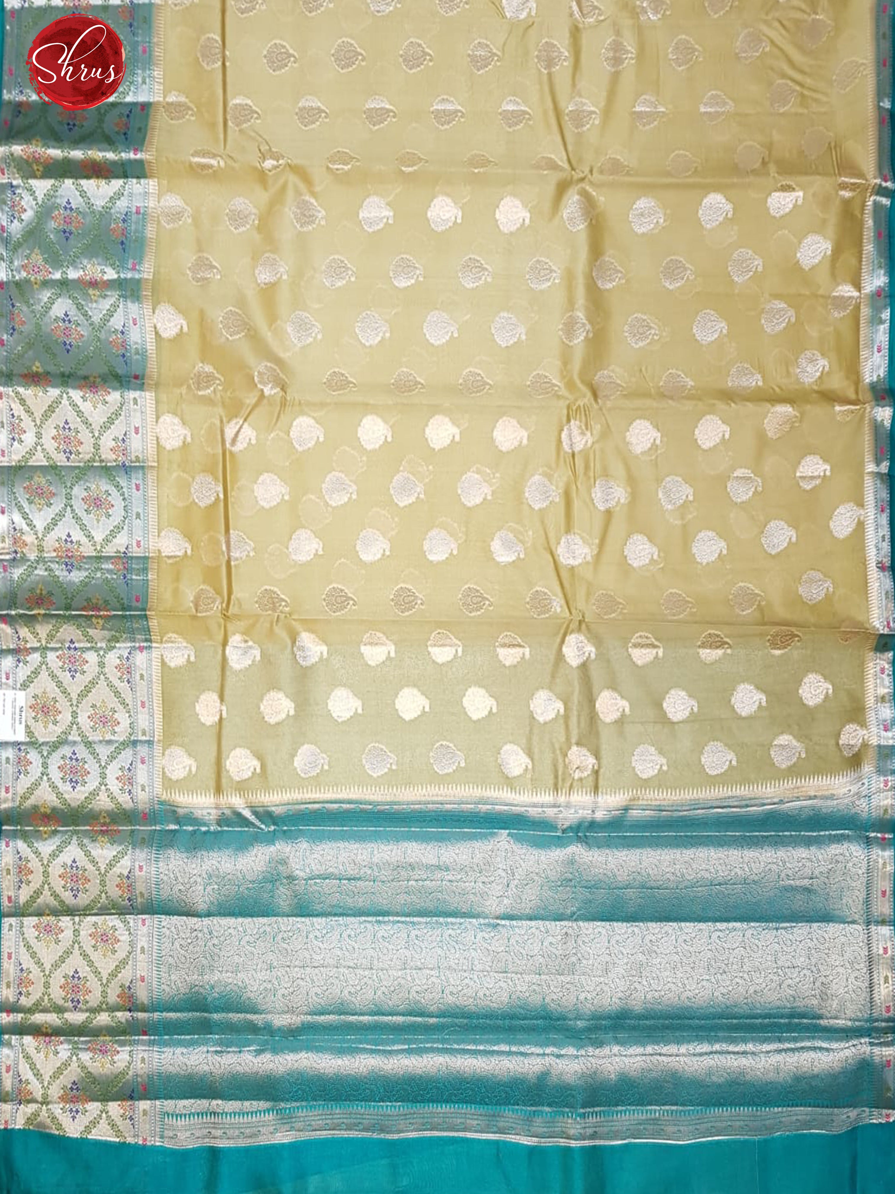 Beige & Blue - Chiniya SIlk with zari woven floral motifs on the body & Zari  Border - Shop on ShrusEternity.com